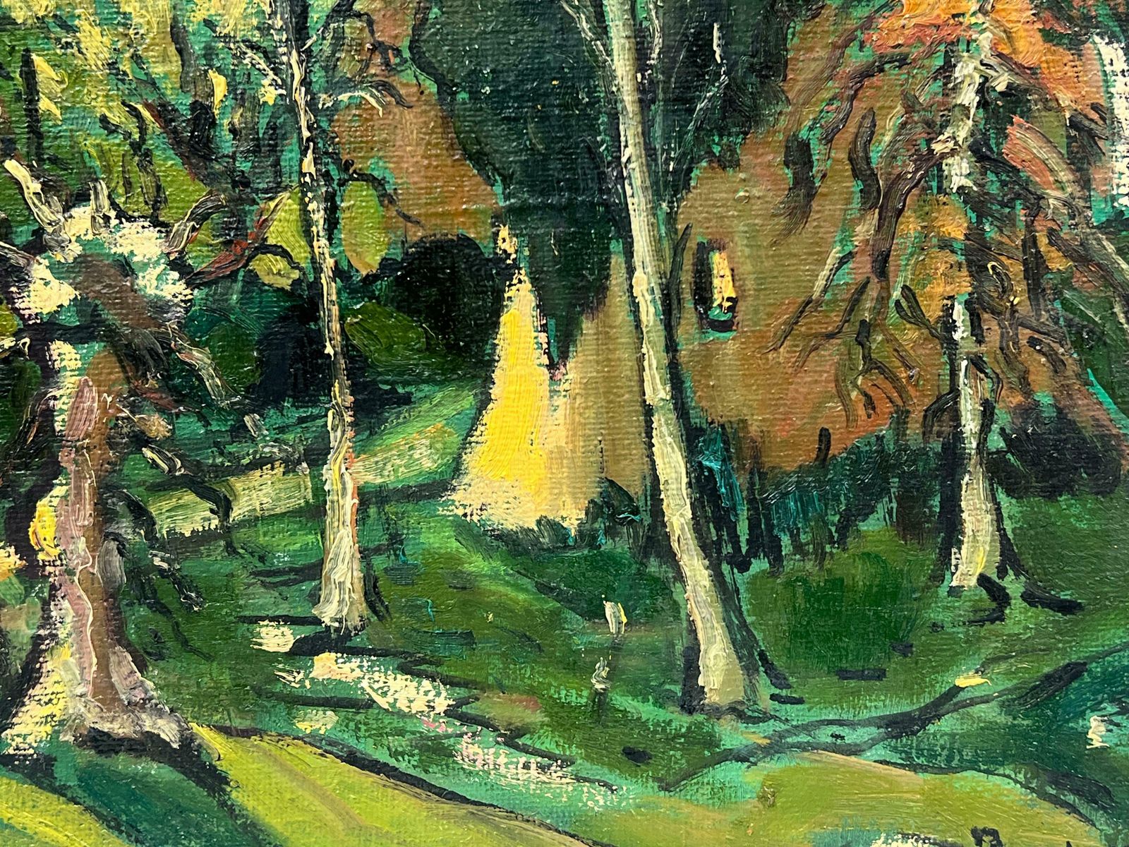 Georges Bordonovelarge French 1960's Oil Painting Old French Village With Ancient Buildings photo vinterior