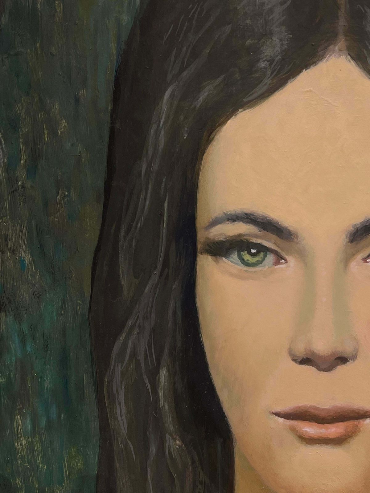 French School1960's French Modernist Oil Painting Portrait Of Young Lady Direct Gaze photo Art