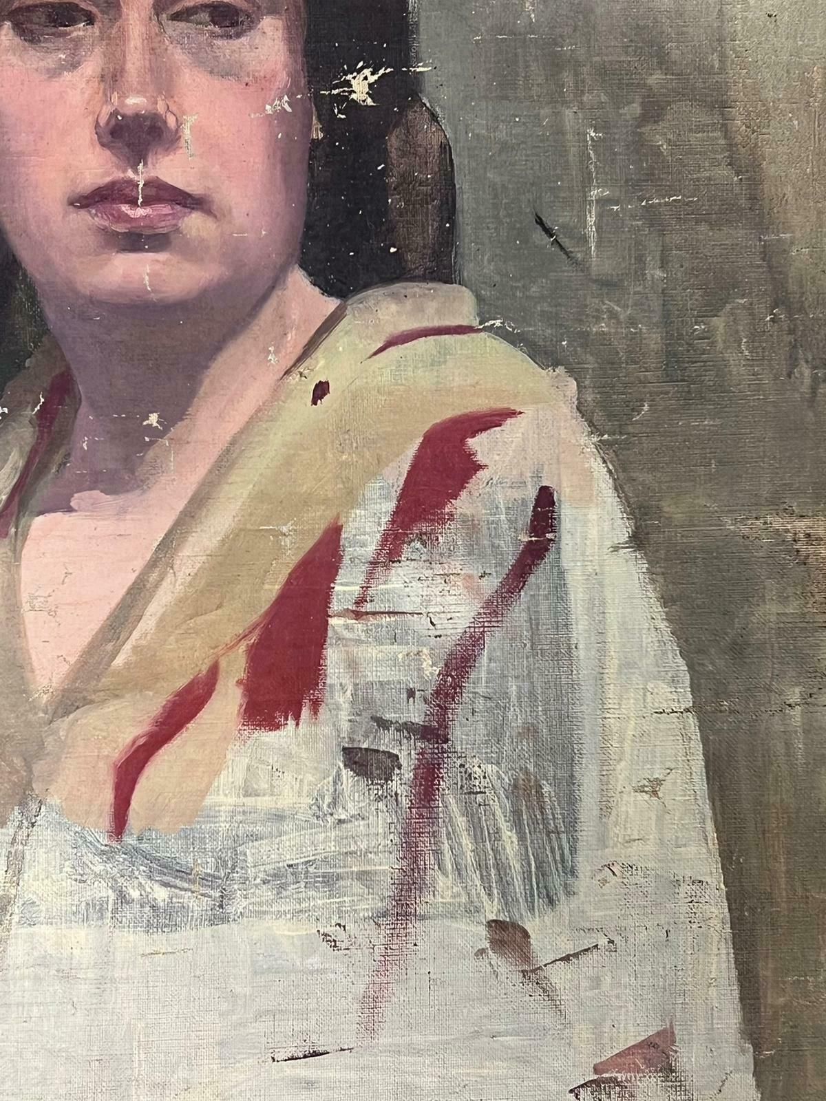 Jean Laforgue1930's French Portrait Of A Lady Sketchy Atmospheric Working Study On Canvas1930's photo 595.0