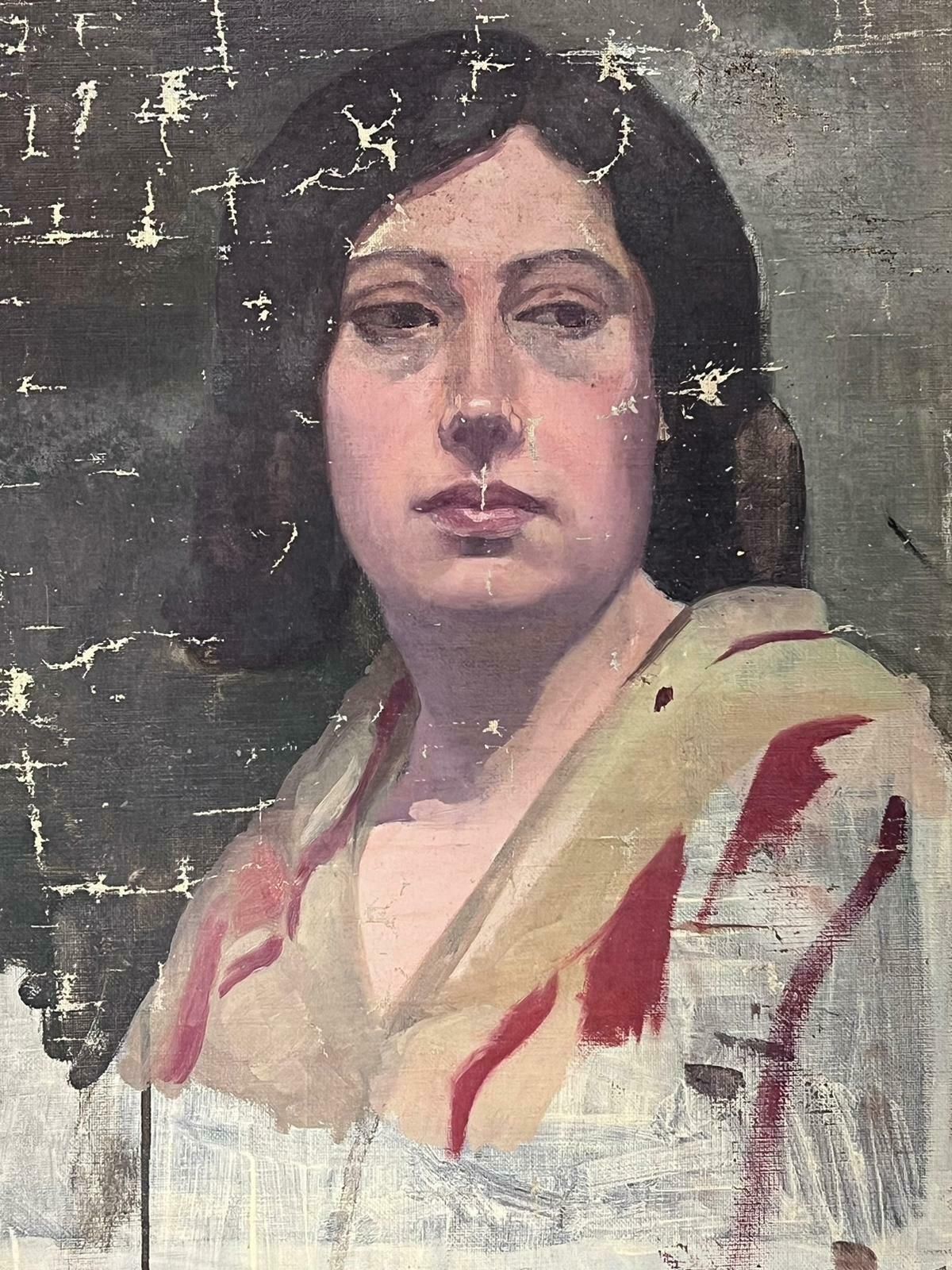 Jean Laforgue1930's French Portrait Of A Lady Sketchy Atmospheric Working Study On Canvas1930's photo vinterior