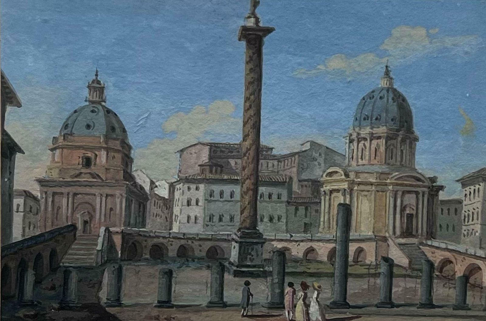 Italiantrajan’s Column View Rome Early 19th Century Grand Tour Gouache On Paper