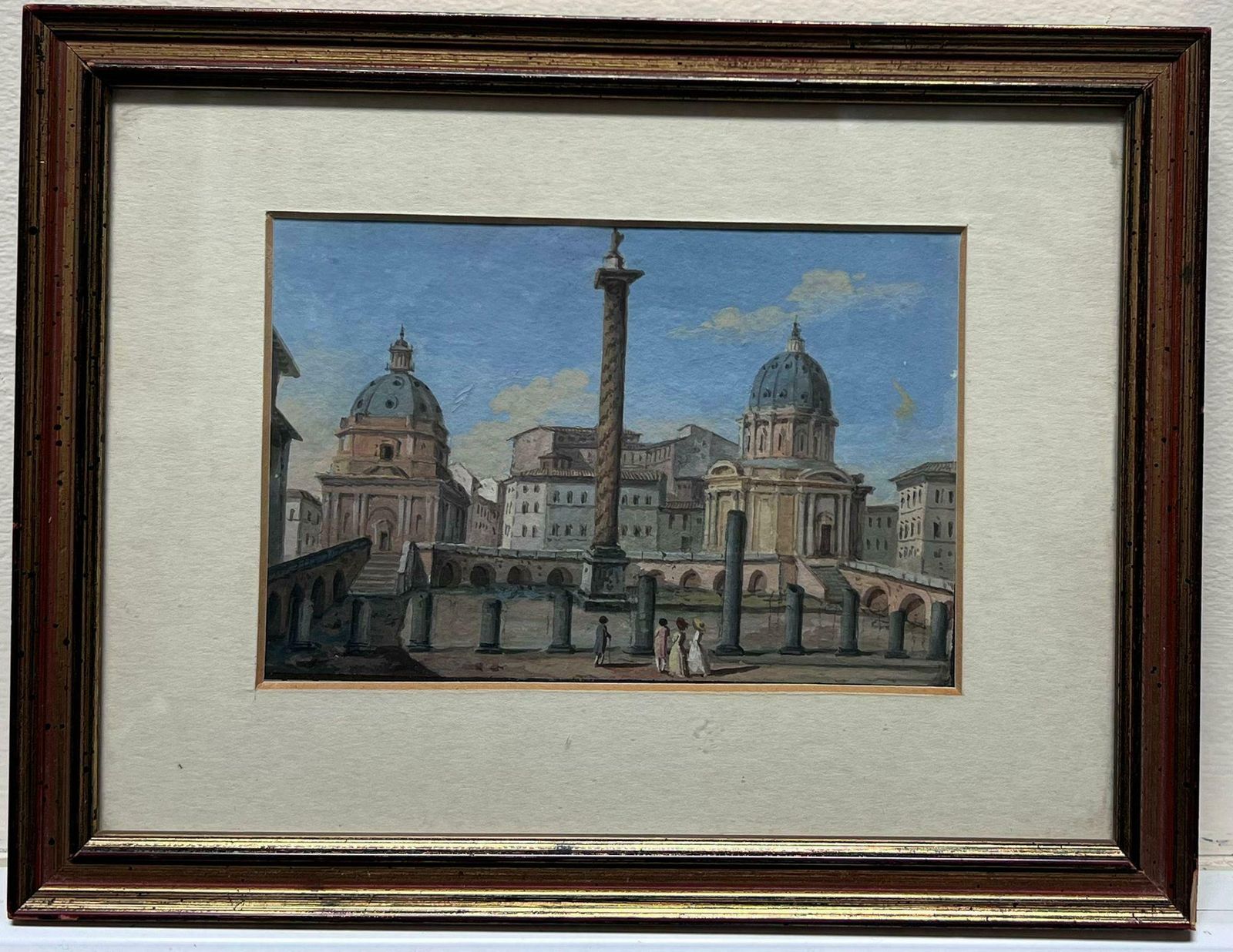 Italiantrajan’s Column View Rome Early 19th Century Grand Tour Gouache On Paper photo furniture