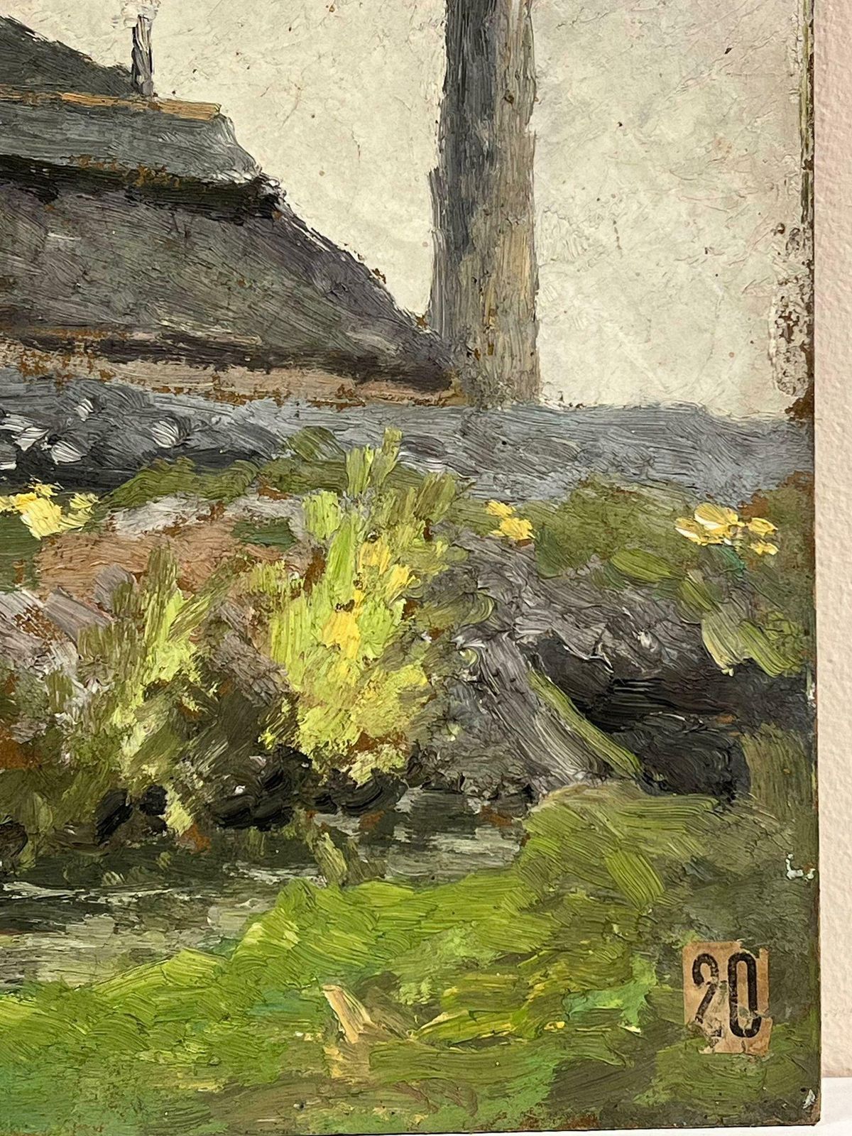 1930's French Impressionistfigure Washing In Country Stream Next To Industrial Building French Signed Oil 1931 photo Art