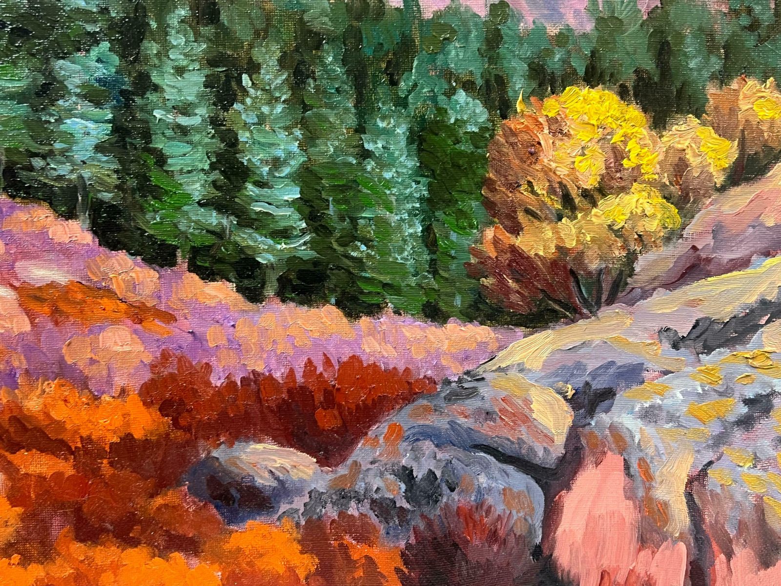 Georges Bordonovelarge French Contemporary Oil Painting Mountain Rocky Forest Landscape photo vintage