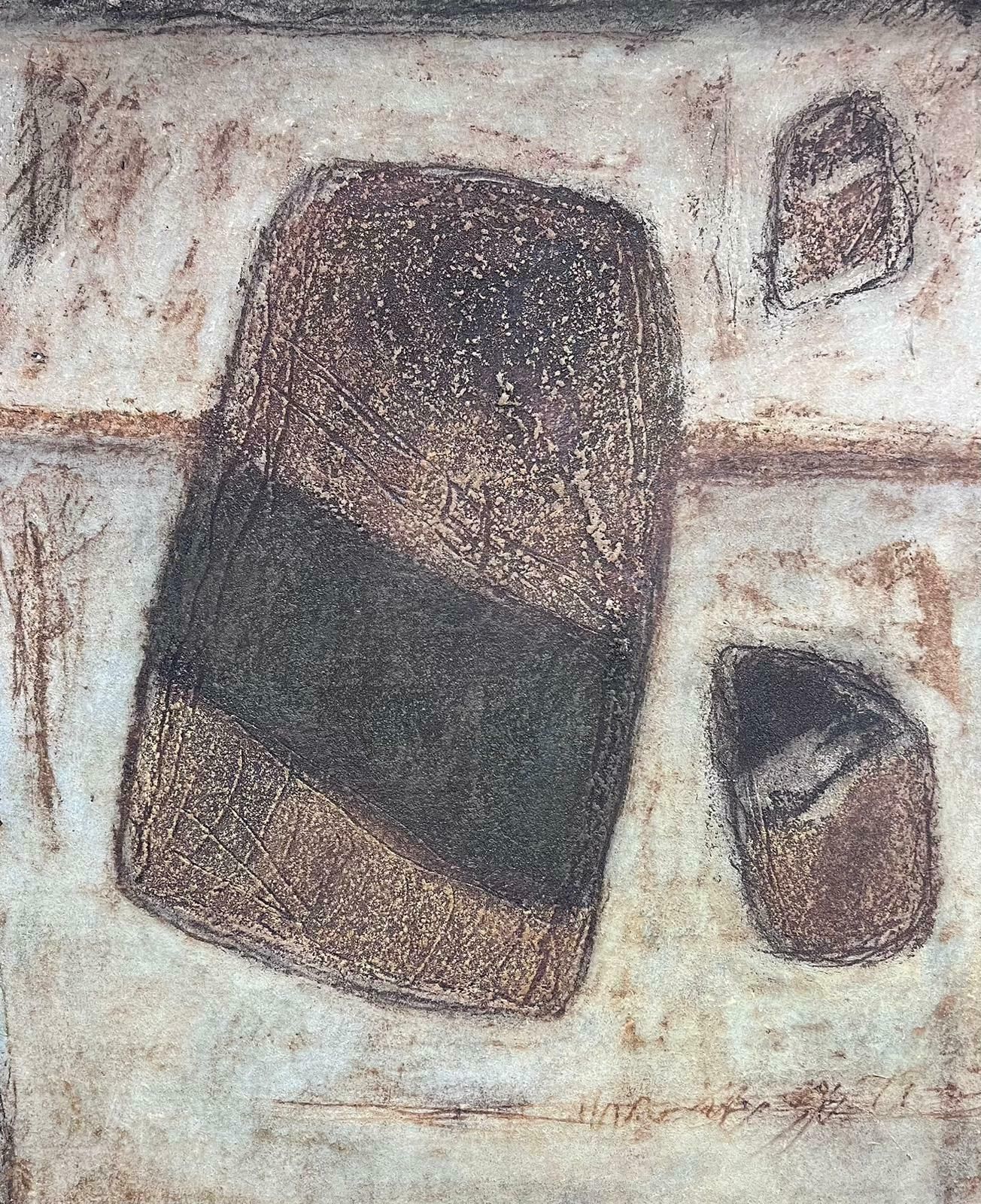 photo furniture French Schoollarge 1990's French Abstract Painting Grey Cream Brown Beige Colors1992