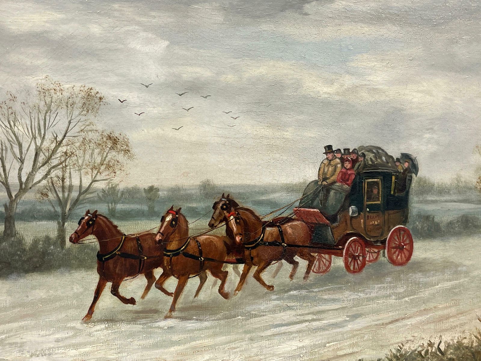 Set Of 4   Fine Victorian Coaching Scene Original Oil Paintings, Coach & Horsesc. 1870's photo Art