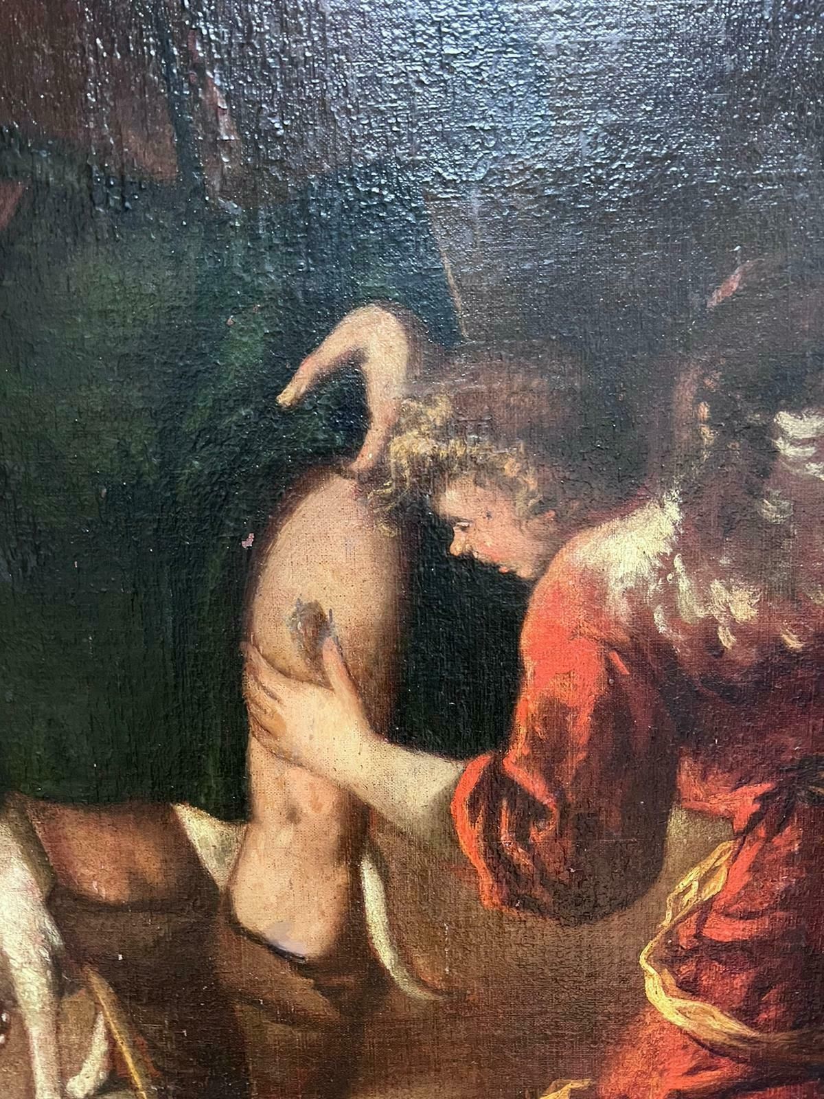 photo furniture Spanish Old Masterhuge 17th Century Spanish Old Master Oil Painting Wounded Pilgrim With Angel17th Century