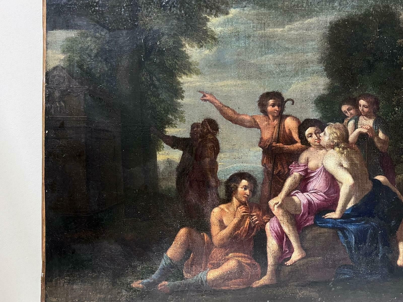 17th Century French Old Master Oil Painting Classical Robed Semi Nude Figures photo 5600.0