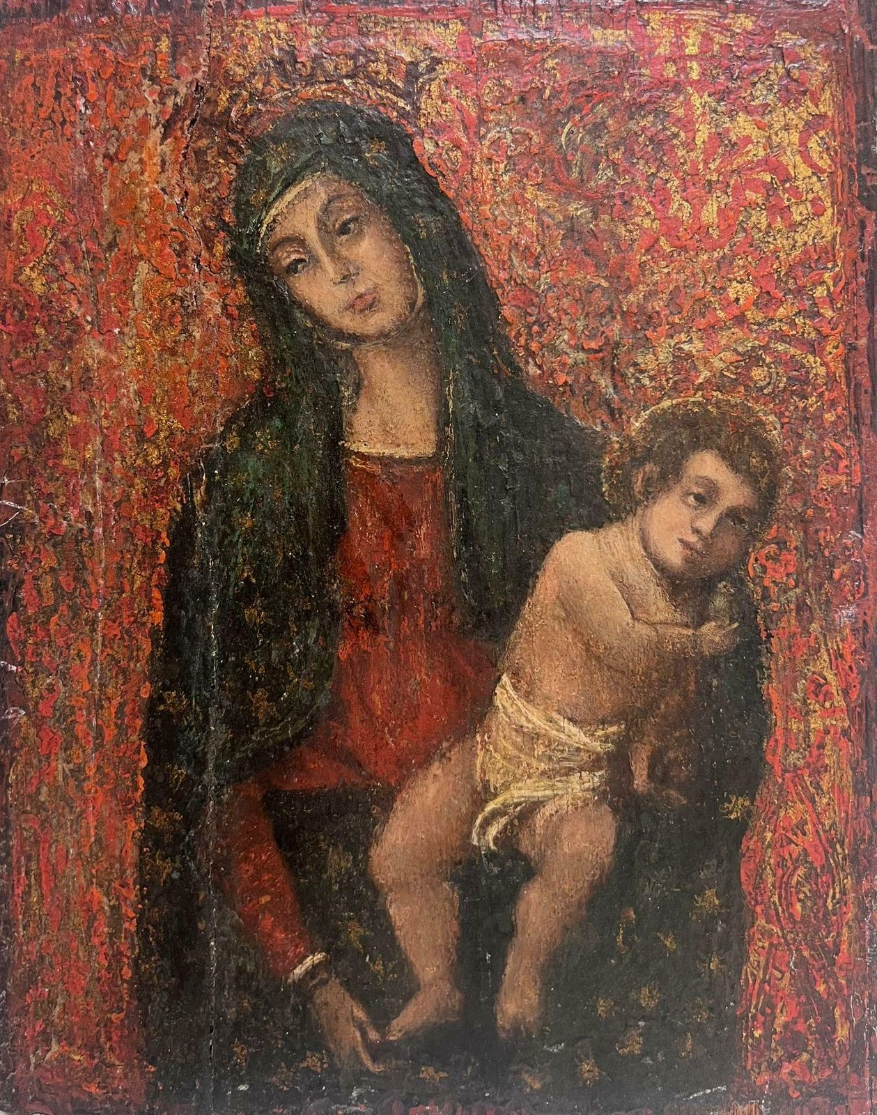 17th Century Italian Old Masterfine 17th Century Italian Old Master Oil Painting Madonna With Christ Child