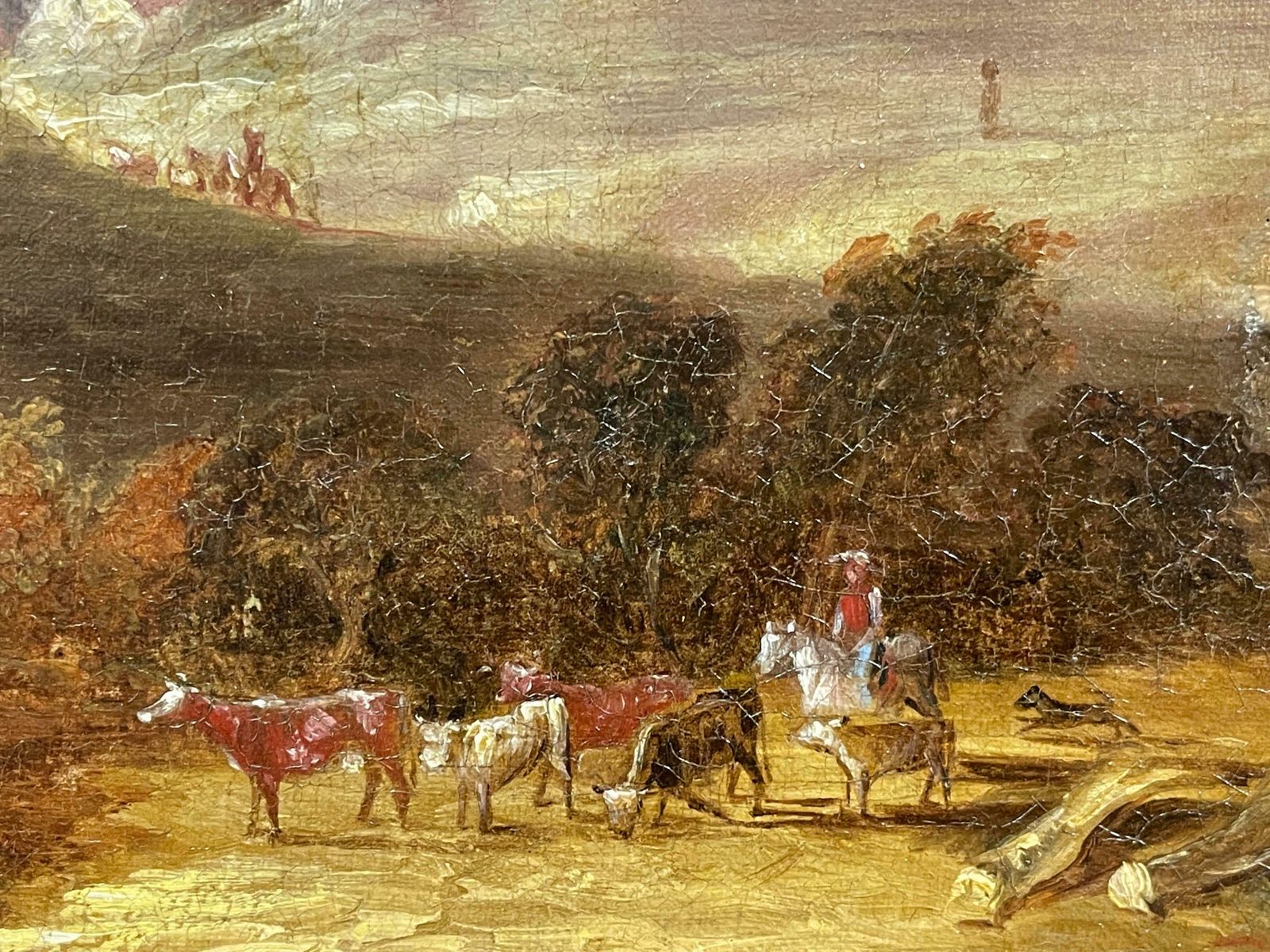 photo furniture 1850's Englishwaterloo Battlefield With 3 Monuments   Butte Du Lion, Antique Oil Painting19th Century