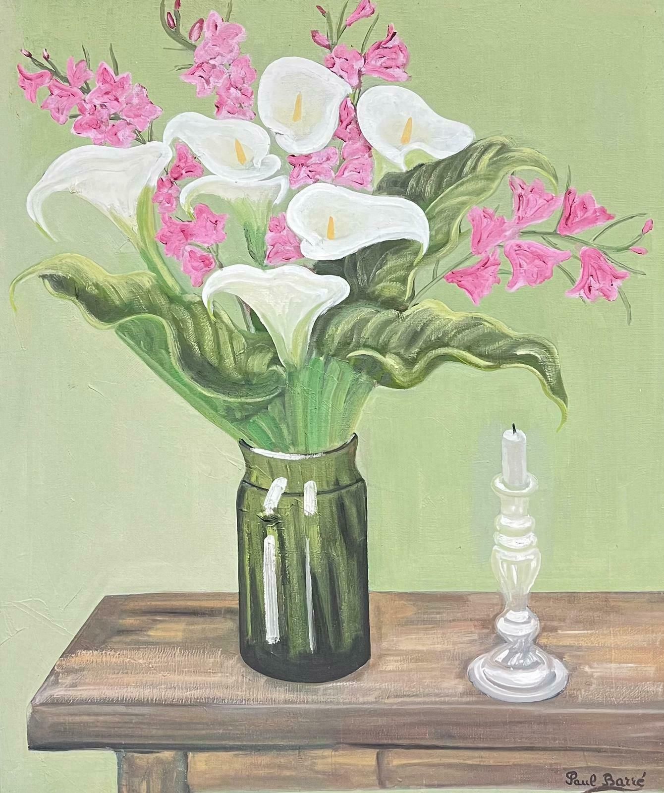 Paul Barremid 20th Century French Post Impressionist Signed Oil Pink & White Flowers photo furniture