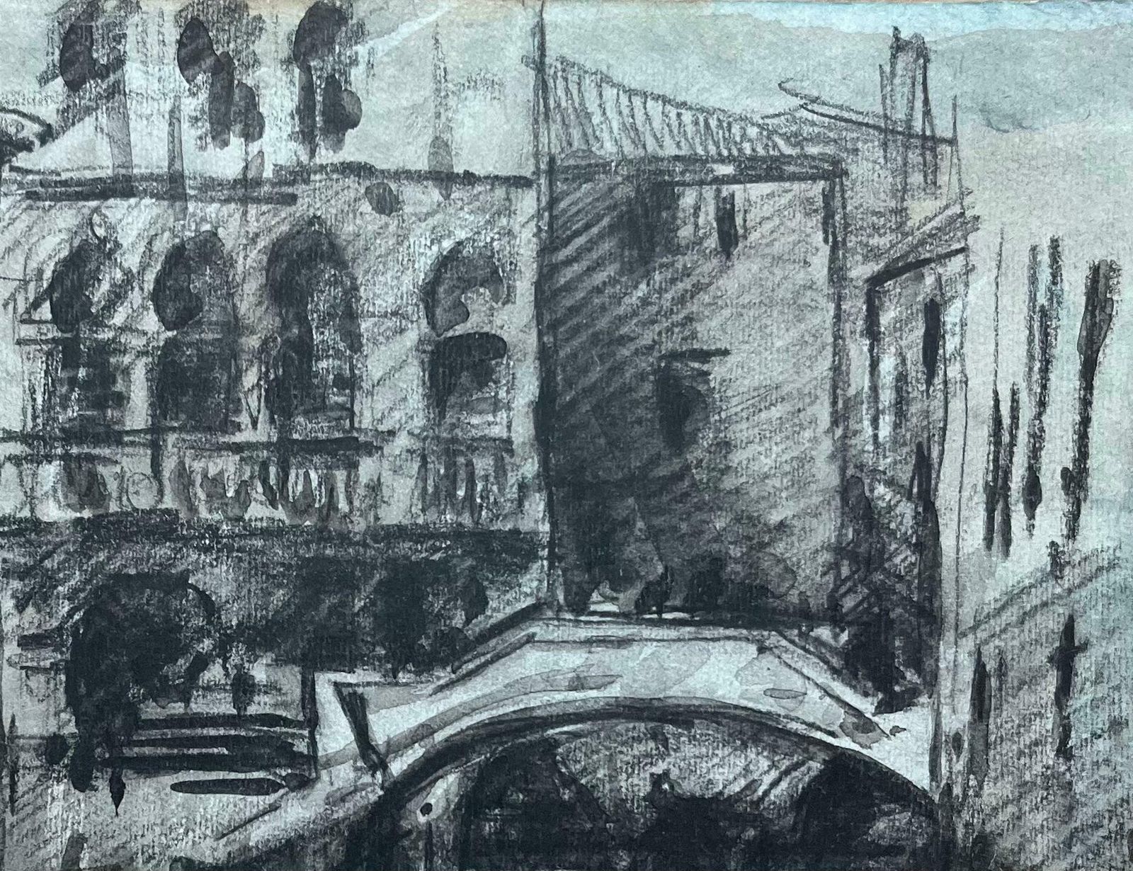 Maurice Mazeiliefrench Impressionist Watercolor Of Venetian Canal Scene Ponte De Le Bande20th Century photo Art
