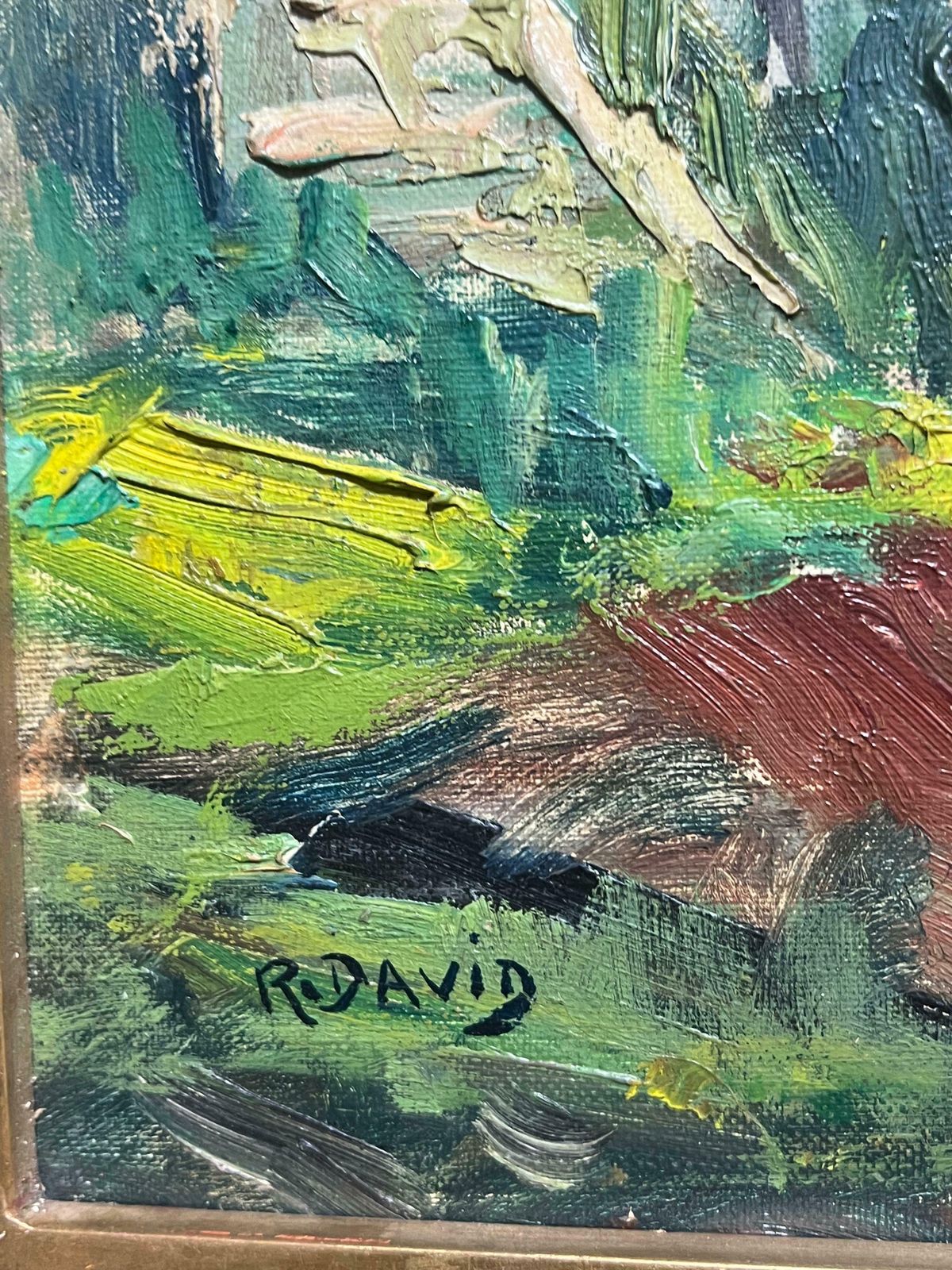 photo buy Regine Davidchateau Garden Path Through Stone Archway Vintage French Impressionist Oil1940's