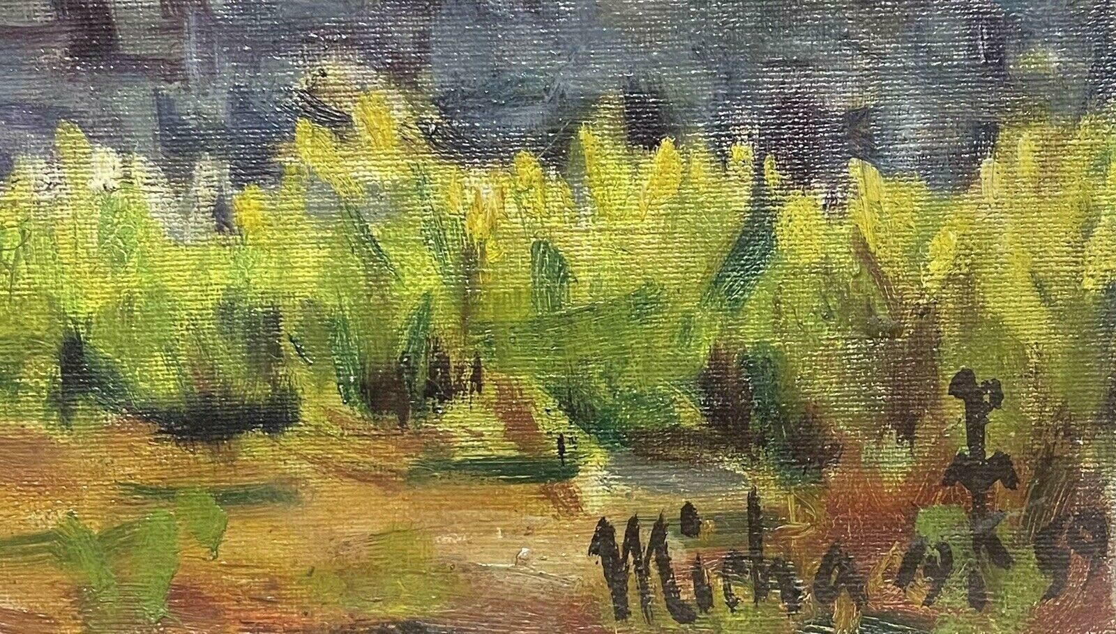 Frenchcastellar Provence Large Impressionist Vintage Oil Painting Hilltop Village photo vinterior
