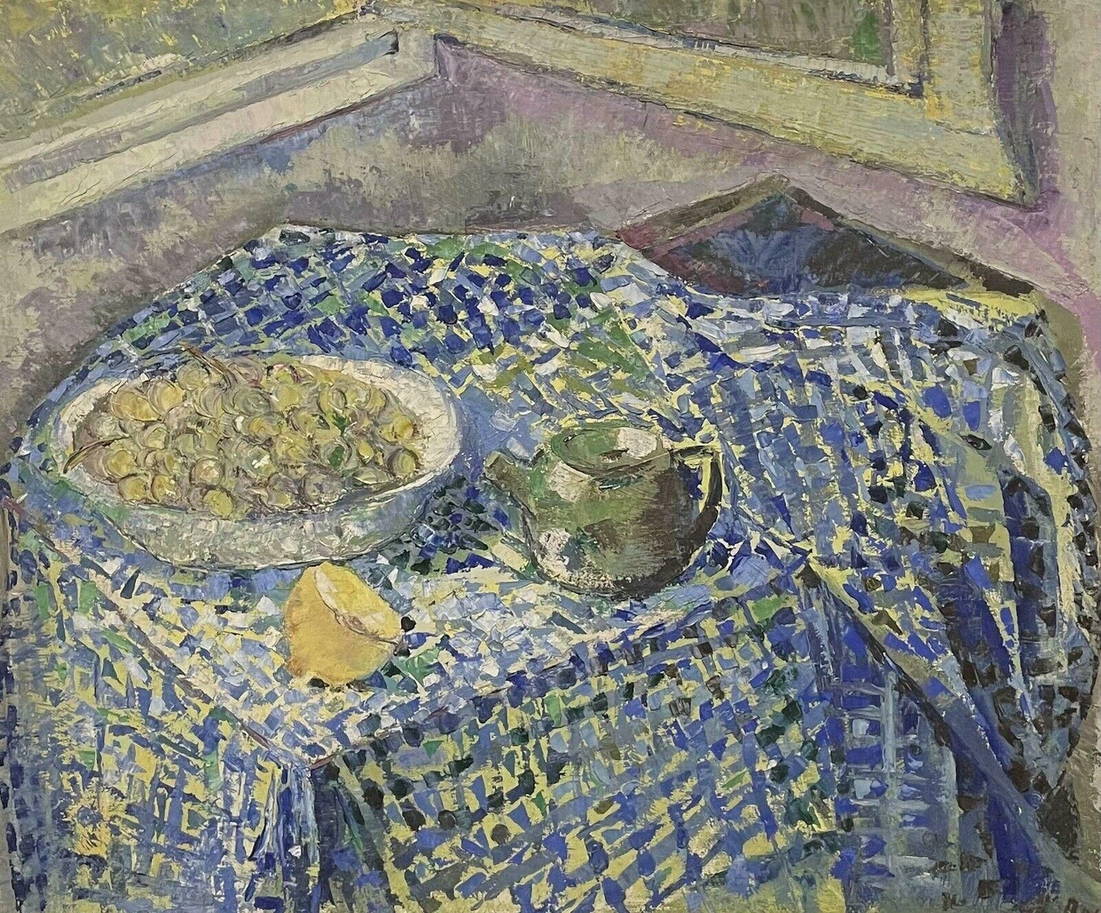 Unknownmid 20th Century French Post Impressionist Oil Kitchen Table Interior Still Lifec. 1950's