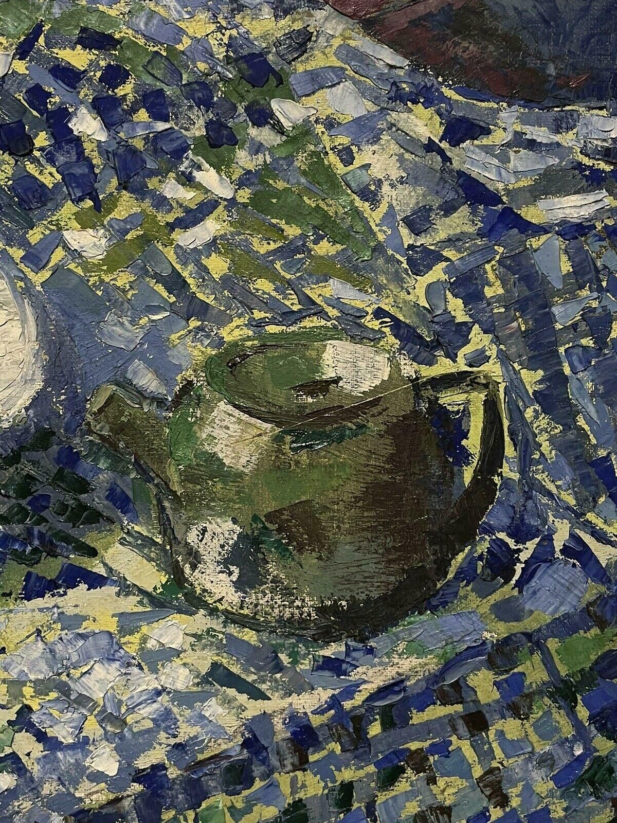 Unknownmid 20th Century French Post Impressionist Oil Kitchen Table Interior Still Lifec. 1950's photo 1374.0