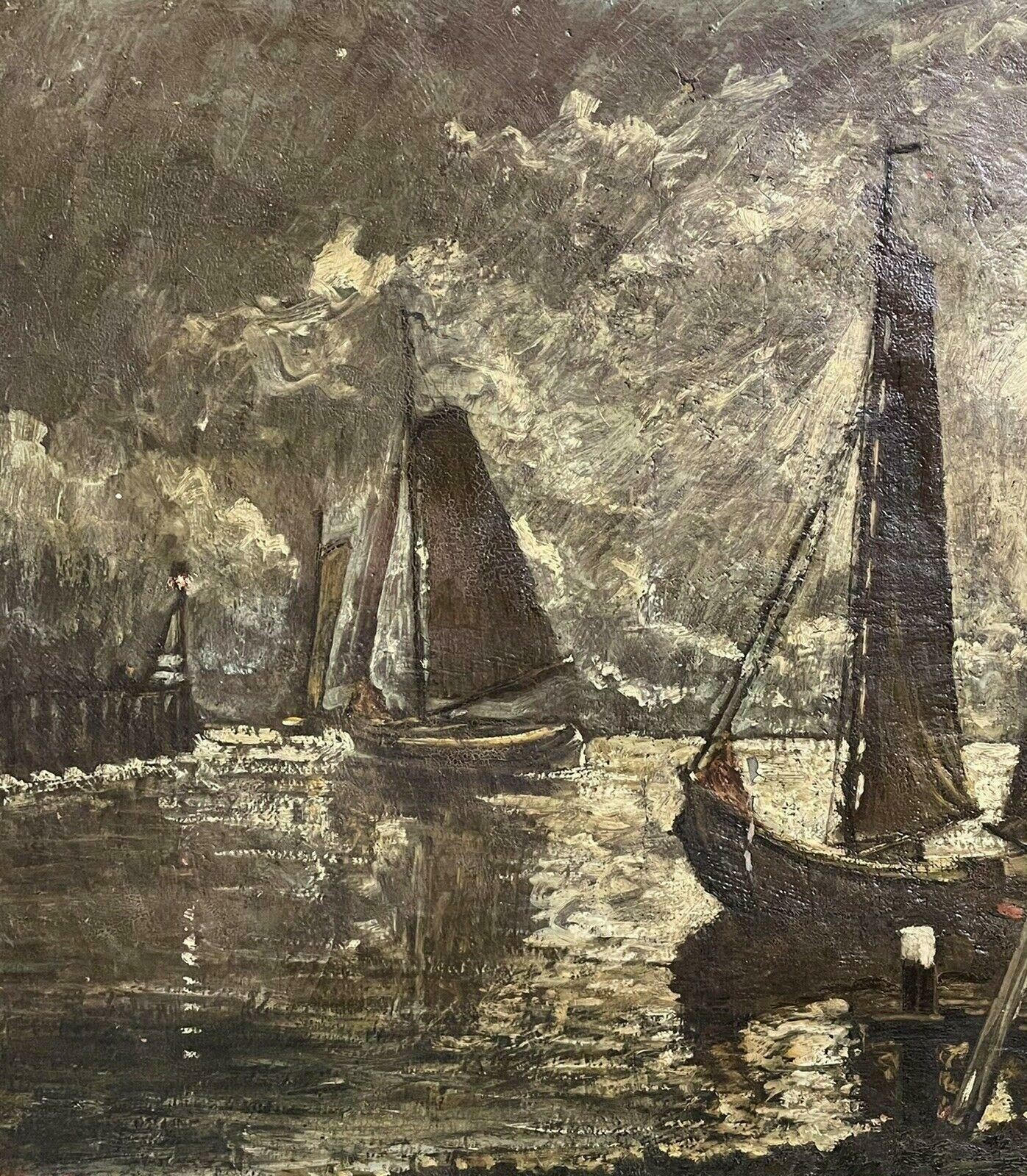 Unknownvintage French Signed Oil   Fishermen Chatting By Harbour   Signed & Framedmid Century photo 611.0