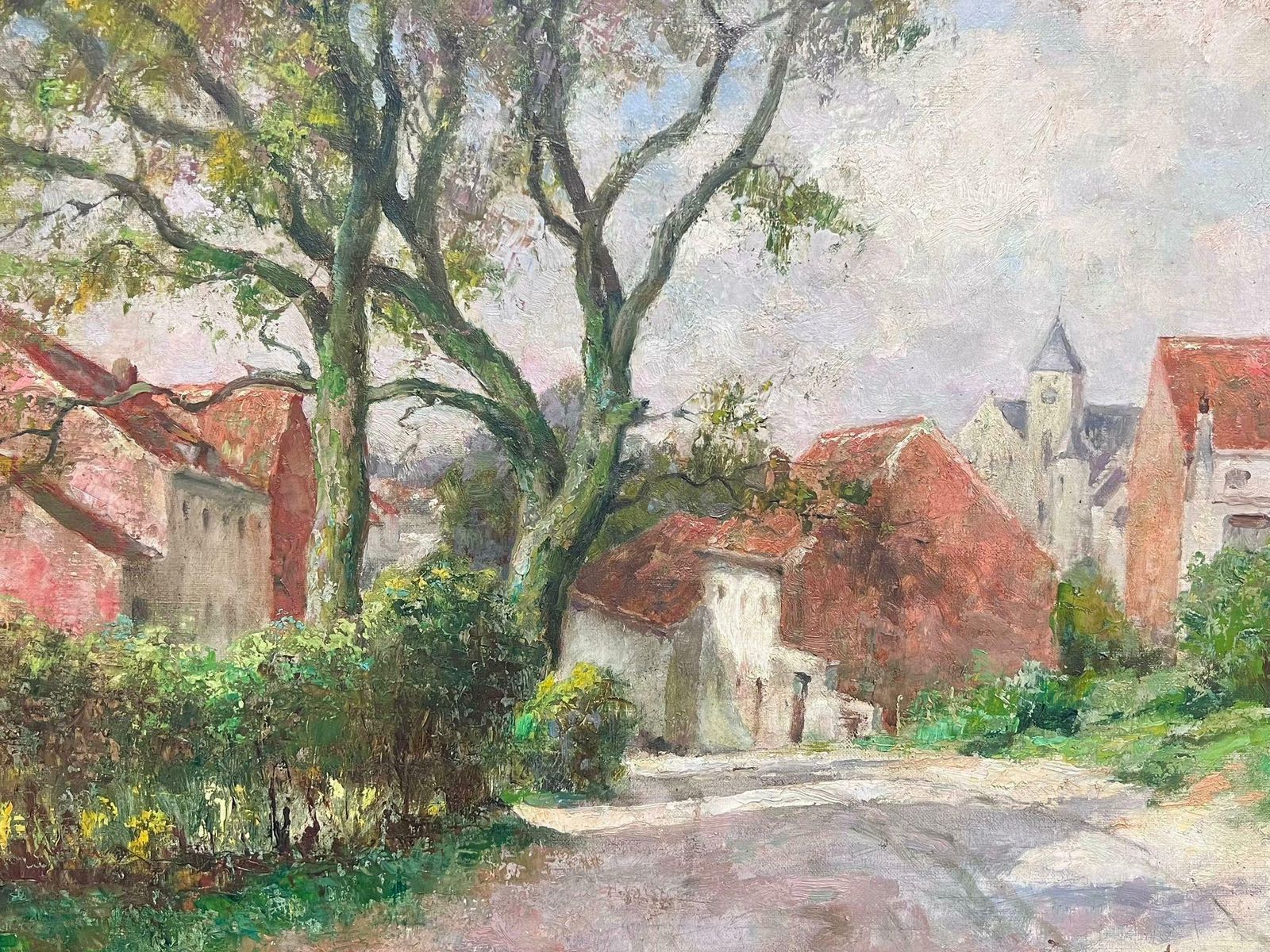 Jacques Madyol1930's Belgian Impressionist Signed Large Oil Dappled Lit Autumn Street Village1930's photo 1995.0