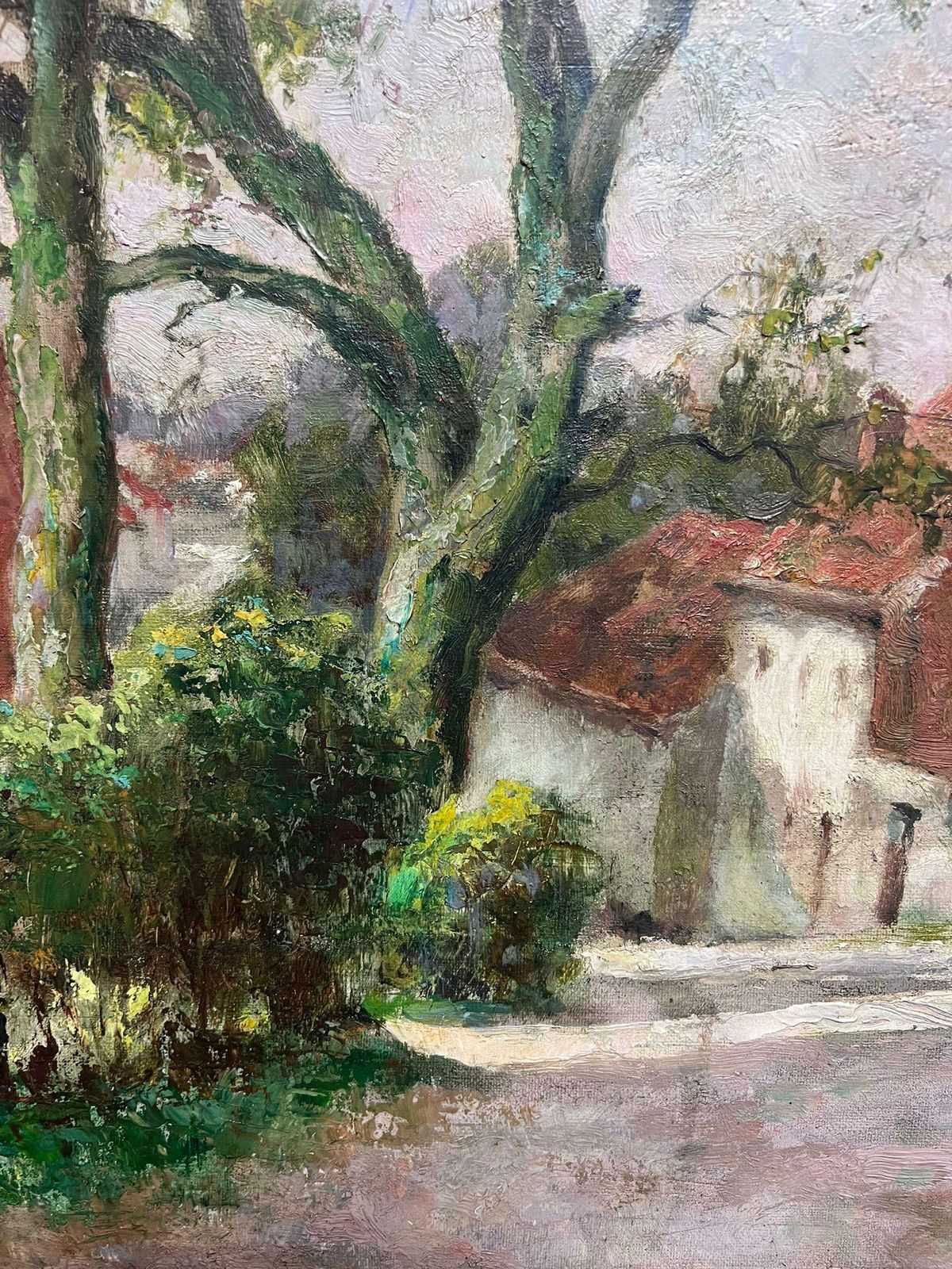 Jacques Madyol1930's Belgian Impressionist Signed Large Oil Dappled Lit Autumn Street Village1930's photo buy