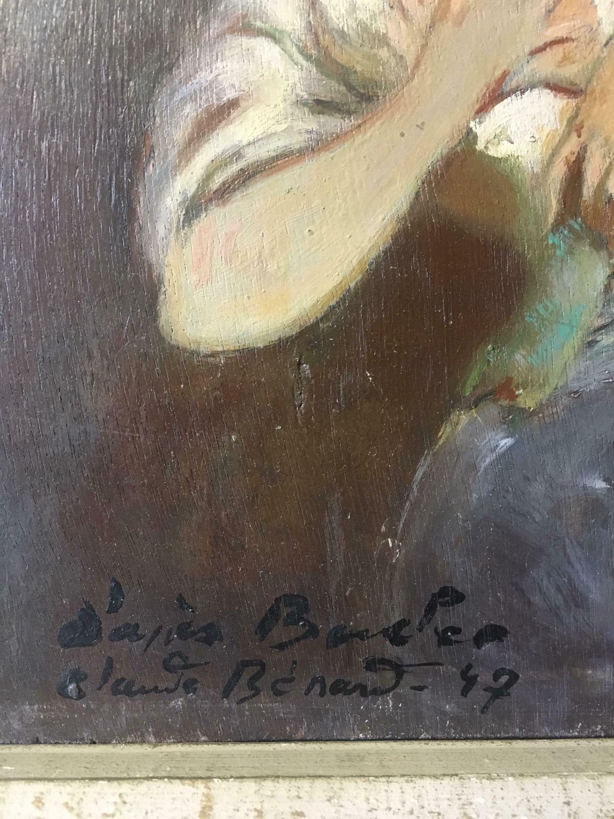 Claude Benard"Le Baiser D'apres Boucher", Impressionist Portrait, Oil Painting, Signed1947 photo Art