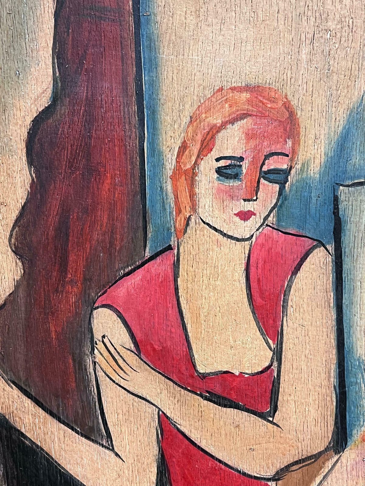 Fauvist Schoolmid 20th Century European Fauvist Signed Oil Nude Figure Group Portrait & Dogmid 20th Century photo 3054.0