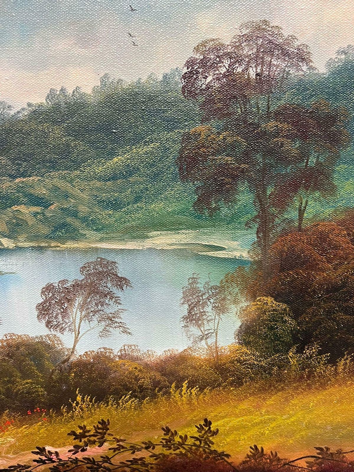 photo furniture Andrew Grant Kurtislarge Traditional English River Woodland Landscape Signed Oil Painting Framed20th Century