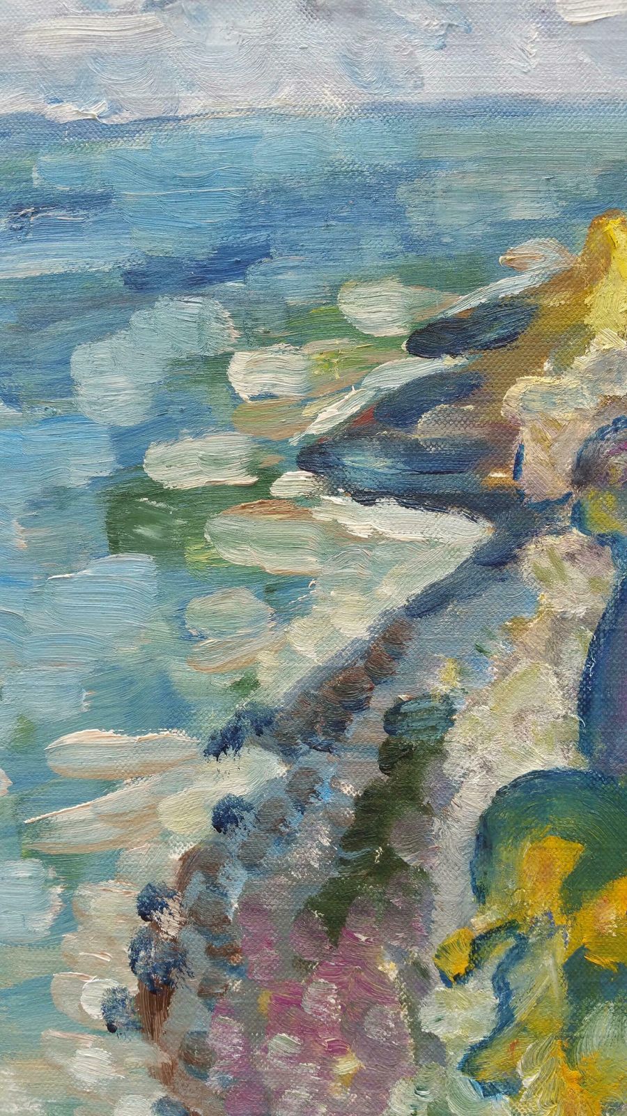 Unknown20th Century French Oil Painting Rocky Coastlinelate 20th Century photo vintage
