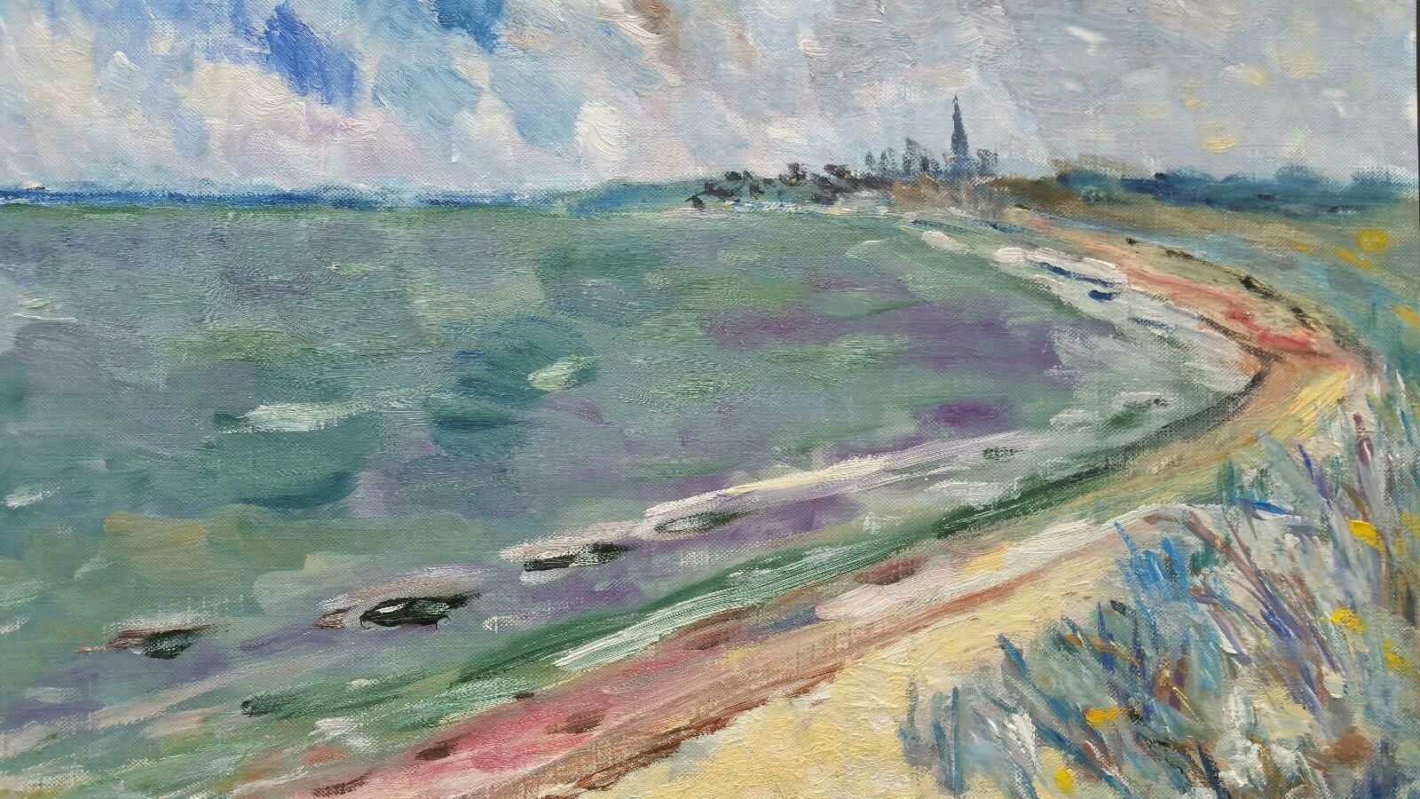Unknown20th Century French Oil Painting A Coastal Villagelate 20th Century