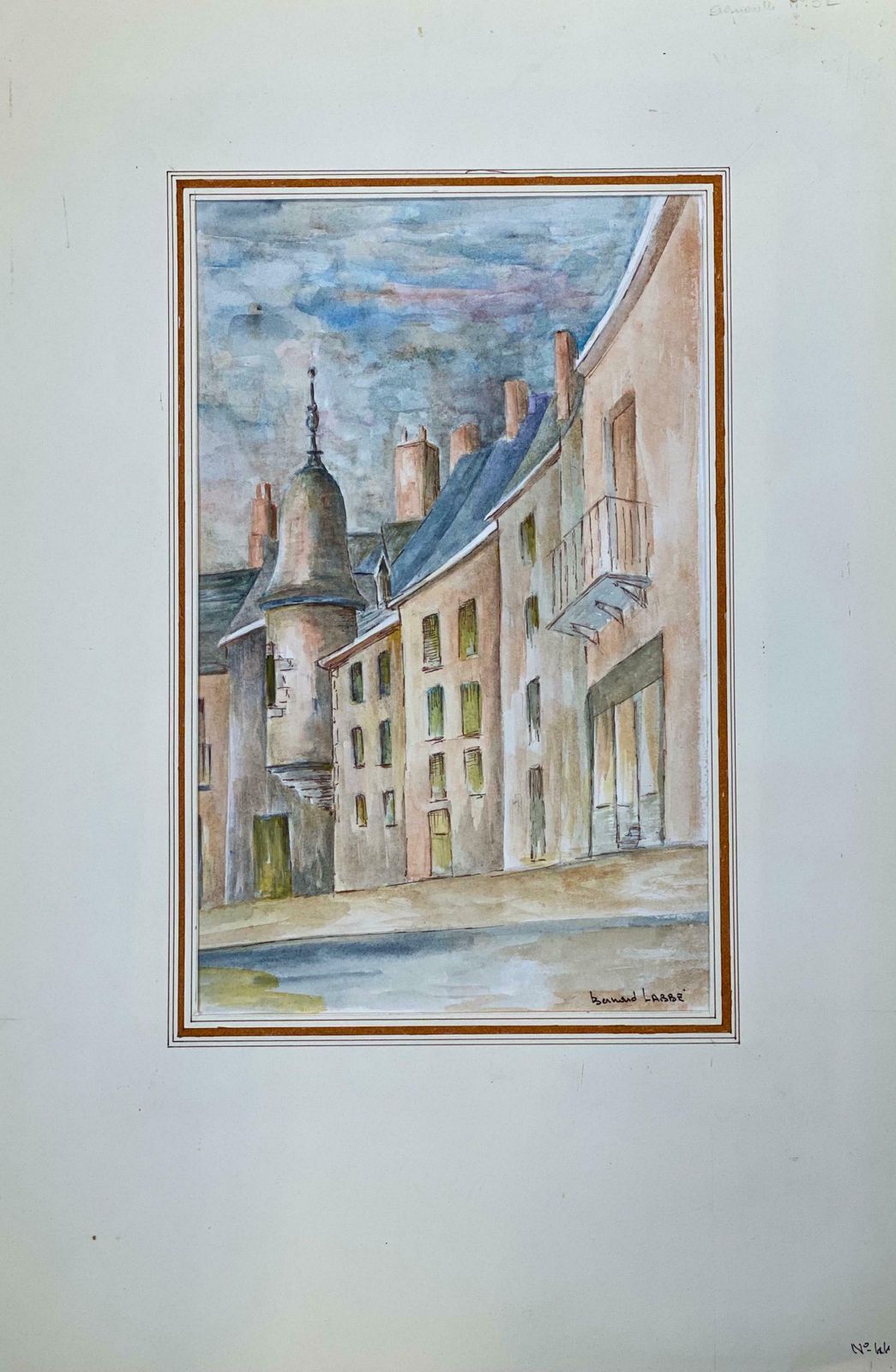 Bernard Labbe1950's French Modernist/ Cubist Painting Signed   Tall French Buildings1950's photo furniture
