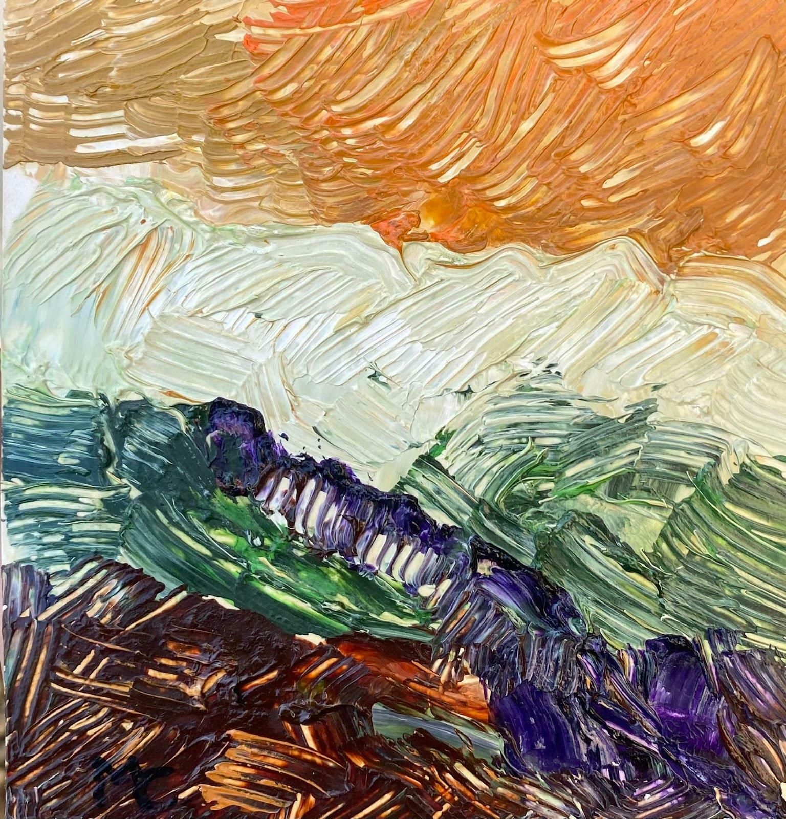Maggy Claryssemoody French Impressionist Oil Painting With Orange And Brown Abstractc.2000