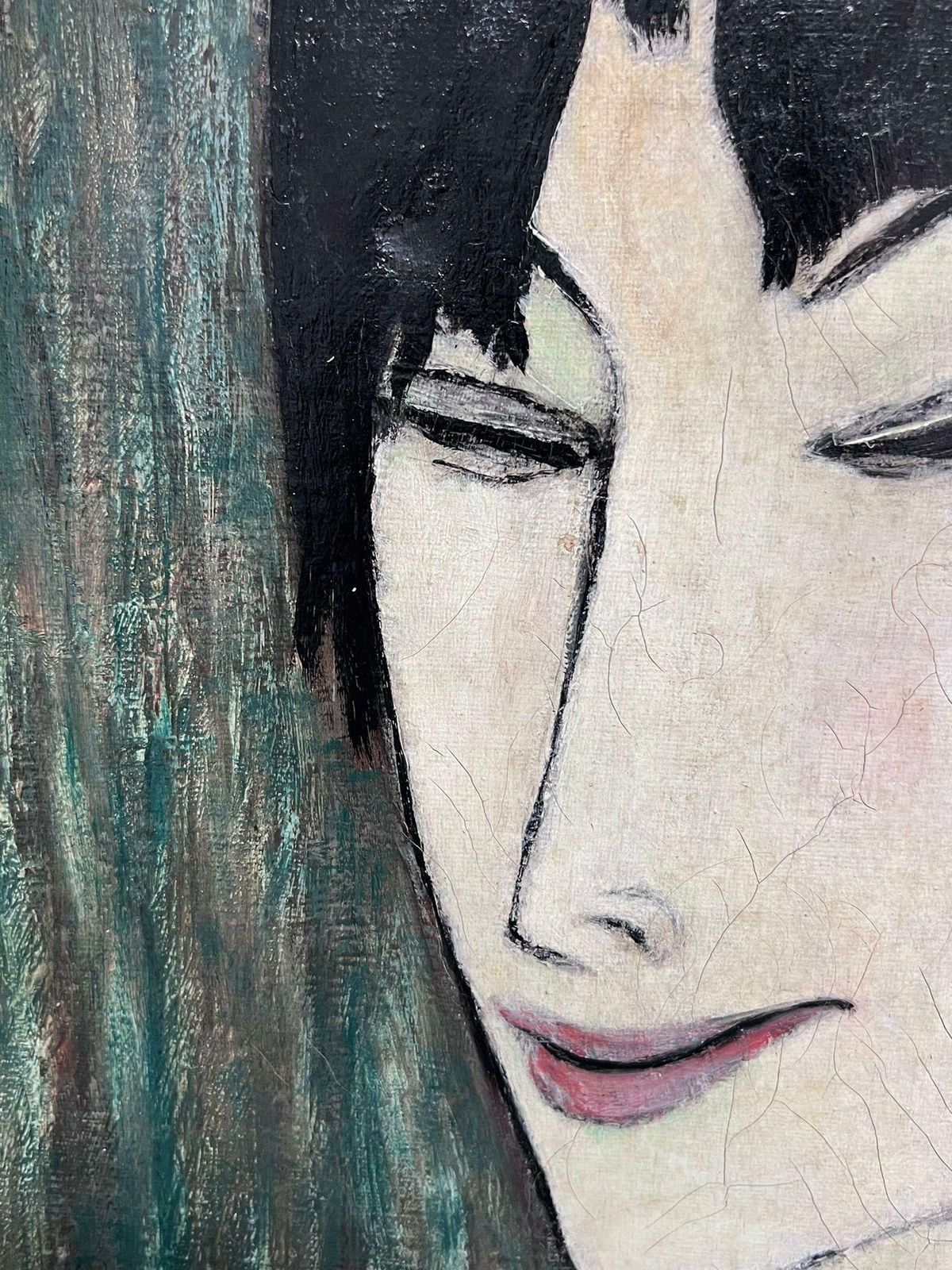 Anton Sailer1930's French Modernist Portrait Of Black Haired Lady With Fringe Signed Oil 1930 photo 1833.0
