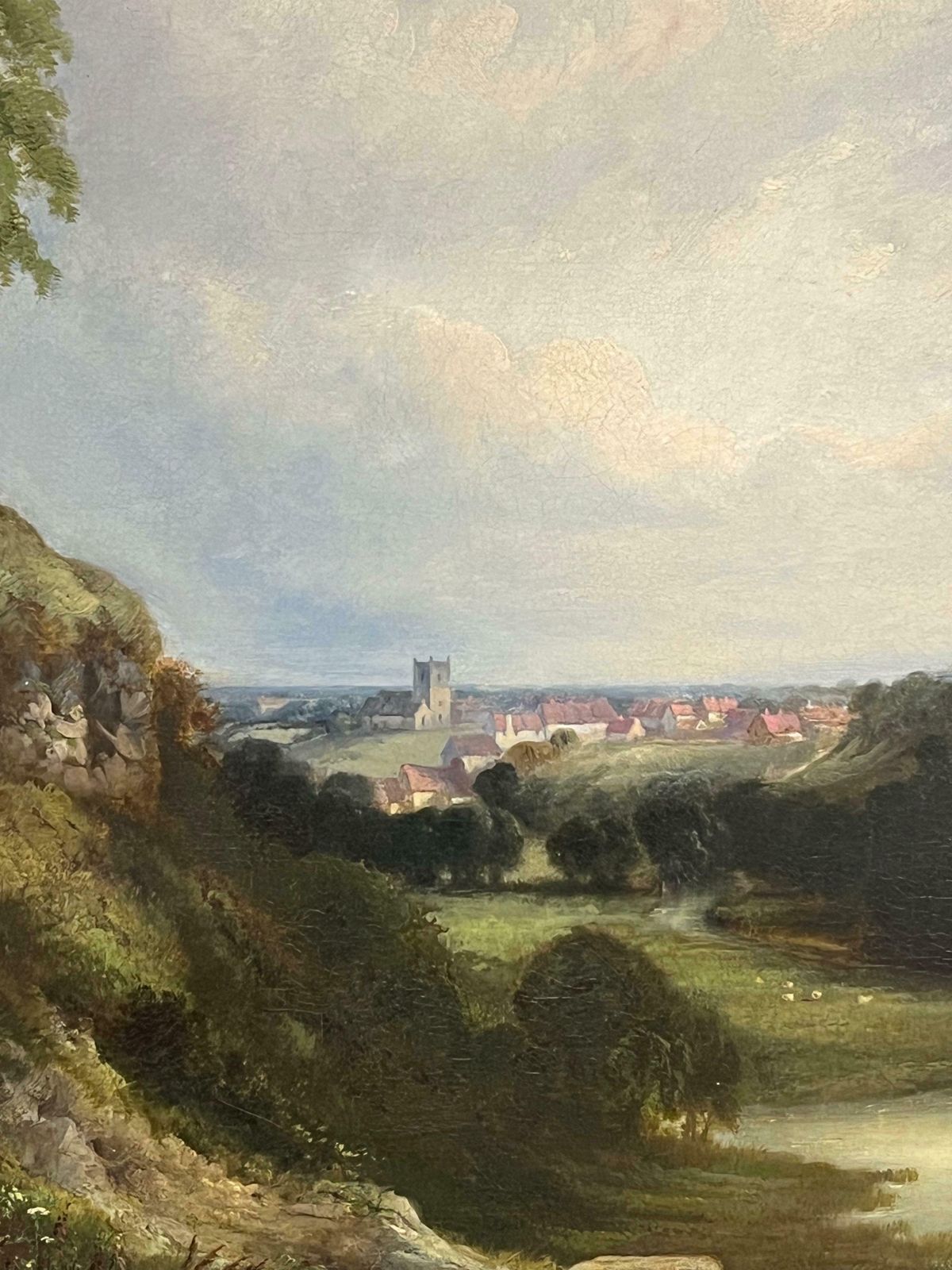 George Alexander (British, 1832 1913)very Large Victorian English Circular Oil Painting Kirkeneaton, Nr Pontefract1855 photo 2199.0
