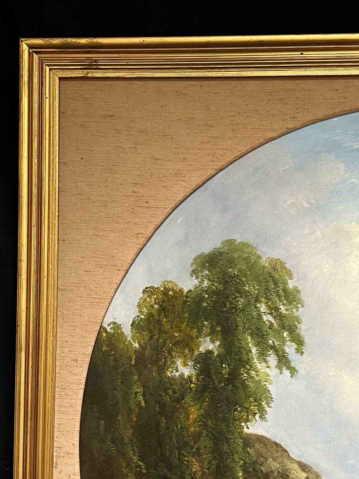photo for sale George Alexander (British, 1832 1913)very Large Victorian English Circular Oil Painting Kirkeneaton, Nr Pontefract1855