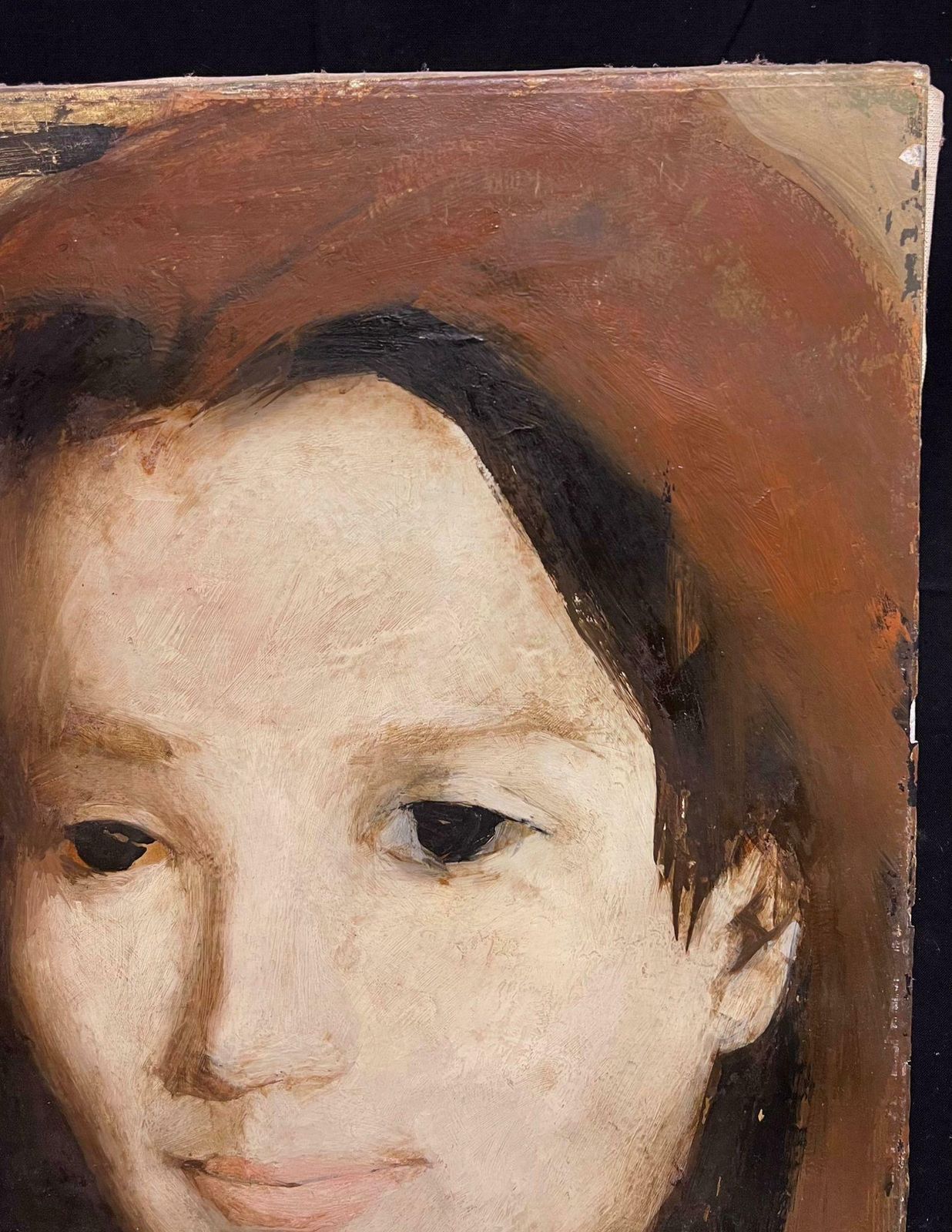 Jonathan Zutter (1928 1998)1960's Modernist Portrait Of Woman Monegasque Artist Signed Oil Painting 1960's photo for sale