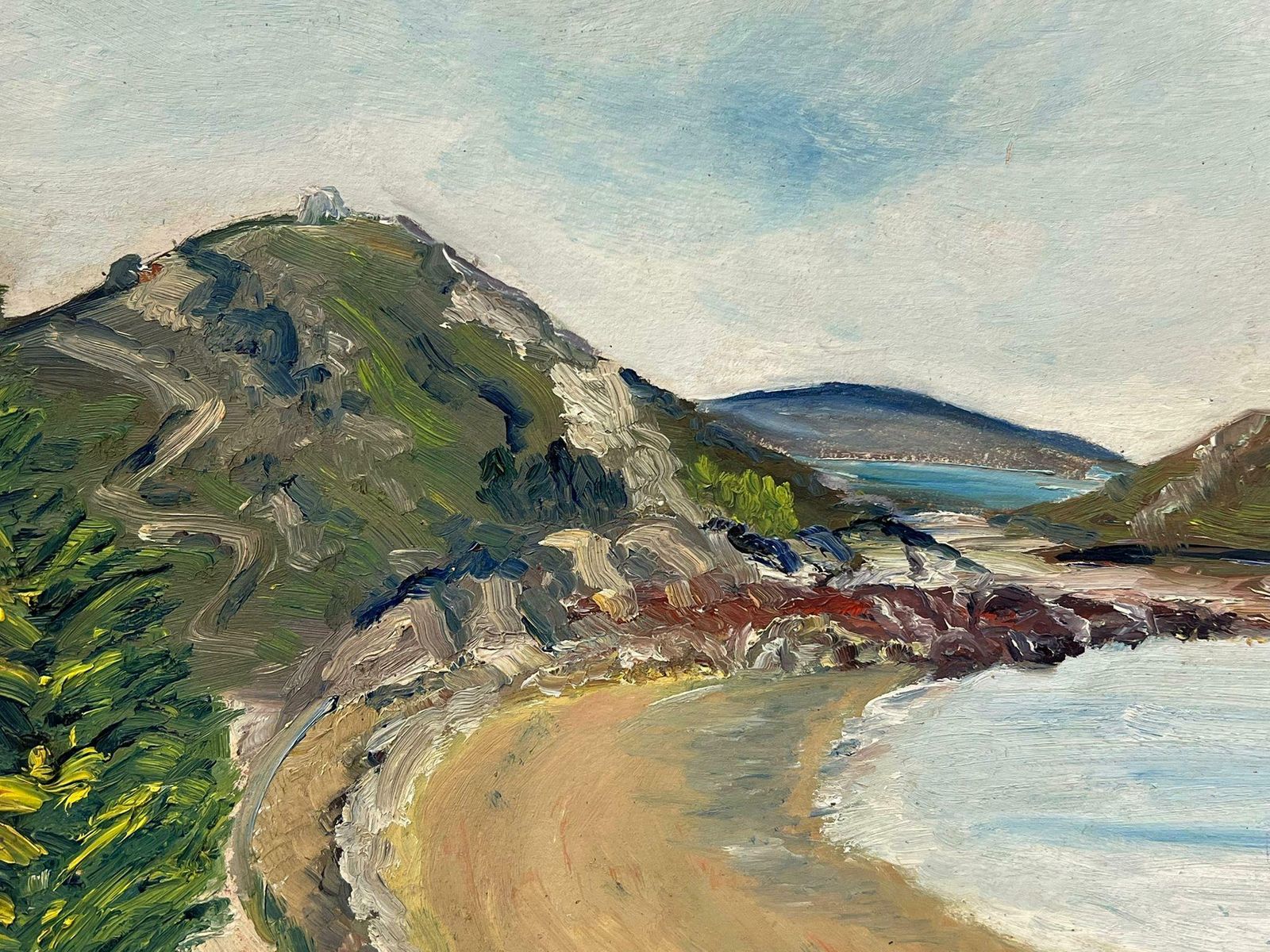 Simone Forgecurving Coastal Bay With Rocky Cliffs Sandy Shoreline Breezy Seaside Landscape19th Century photo Art