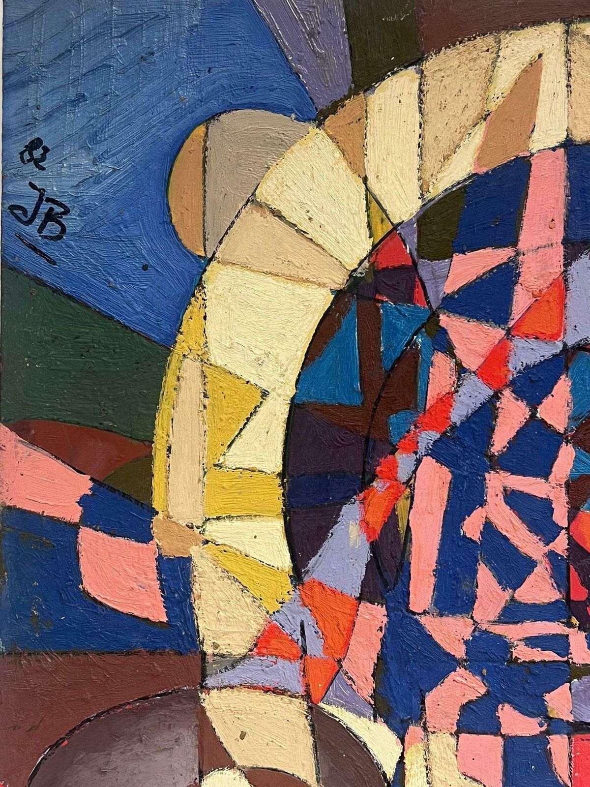 Jean Besnardlarge 20th Century French Abstract Cubist Composition Signed Oil Painting photo for sale