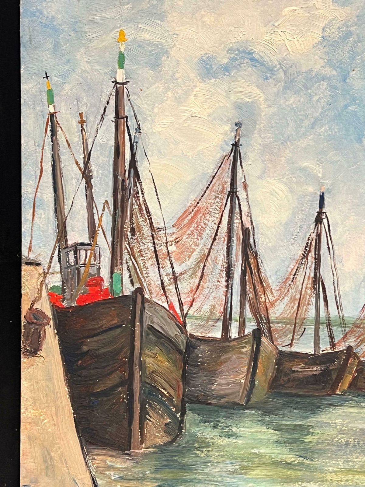 Simone Forge1950's French Impressionist Fishing Boats Moored Harbour Estuary photo Art