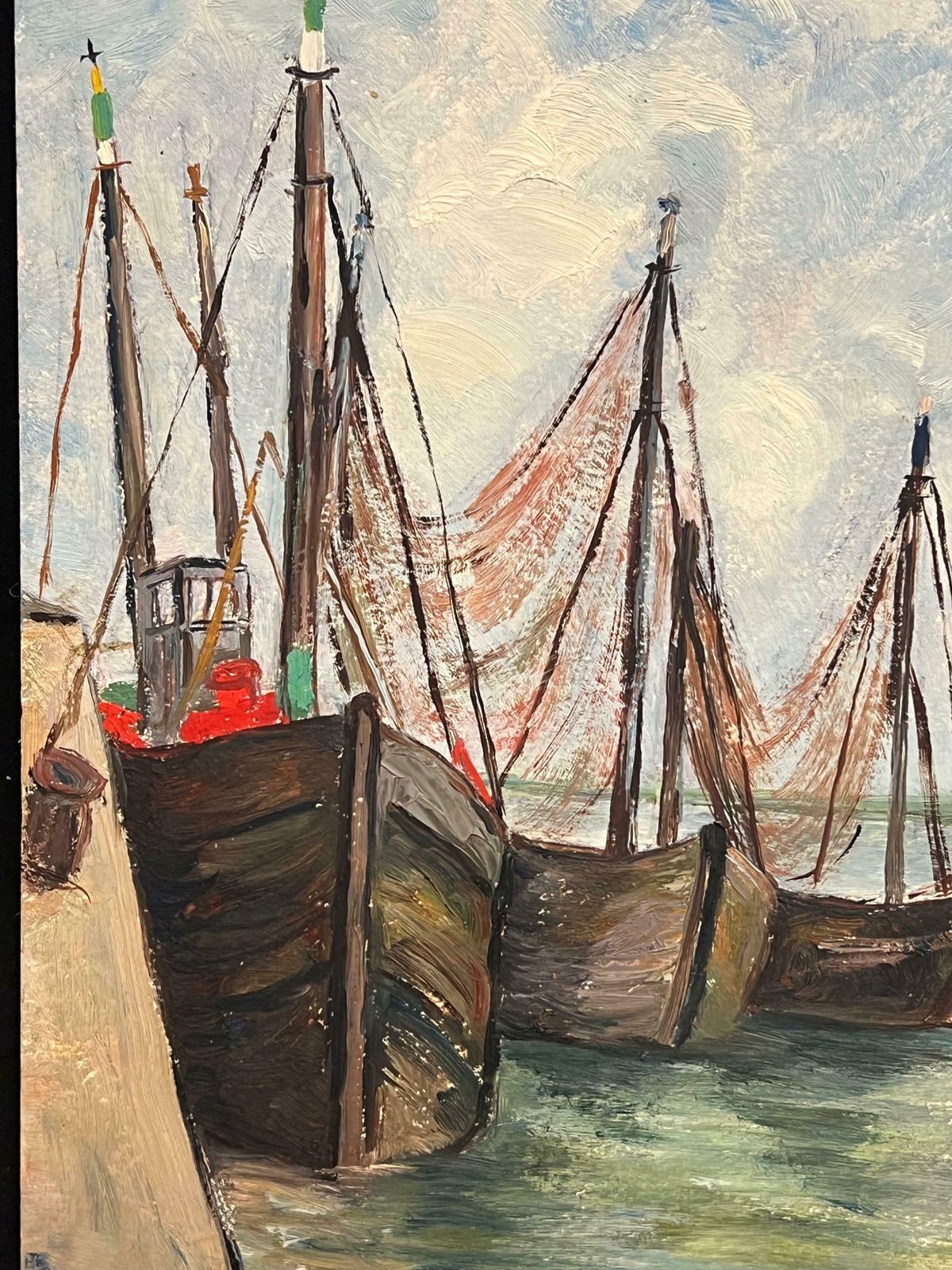 Simone Forge1950's French Impressionist Fishing Boats Moored Harbour Estuary photo buy