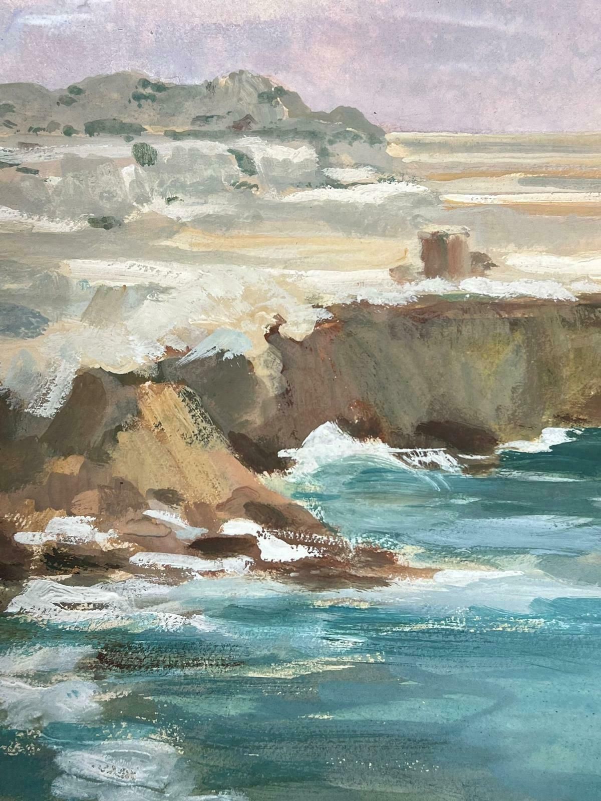 Louise Alixcoastal Cliffs Blue Sea French Impressionist Gouache Landscape1940's photo Art