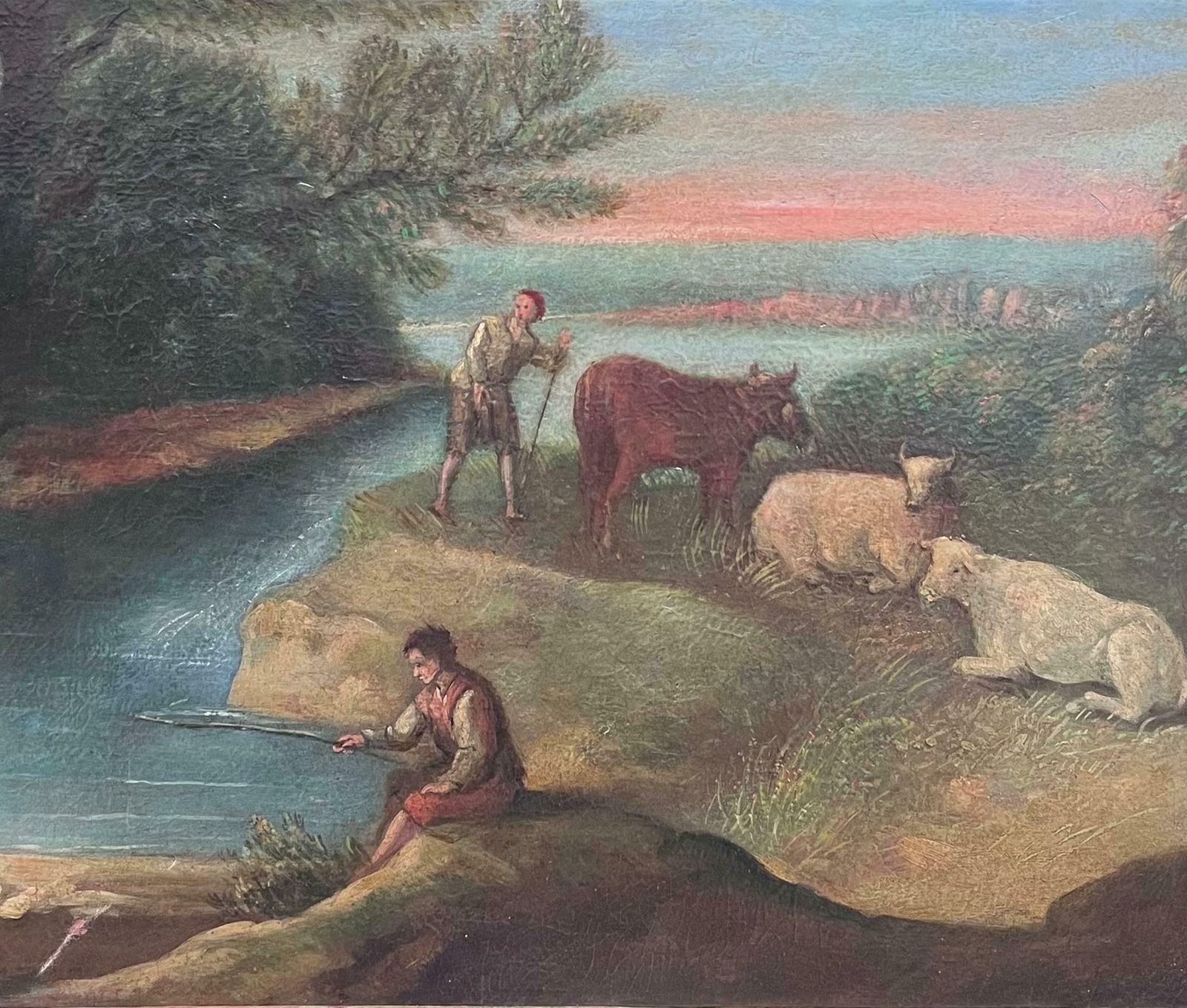 Dutch 18th Centuryromantic Light 18th Century Dutch Oil Pastoral Scene Bergers Cattle By River18th Century photo furniture