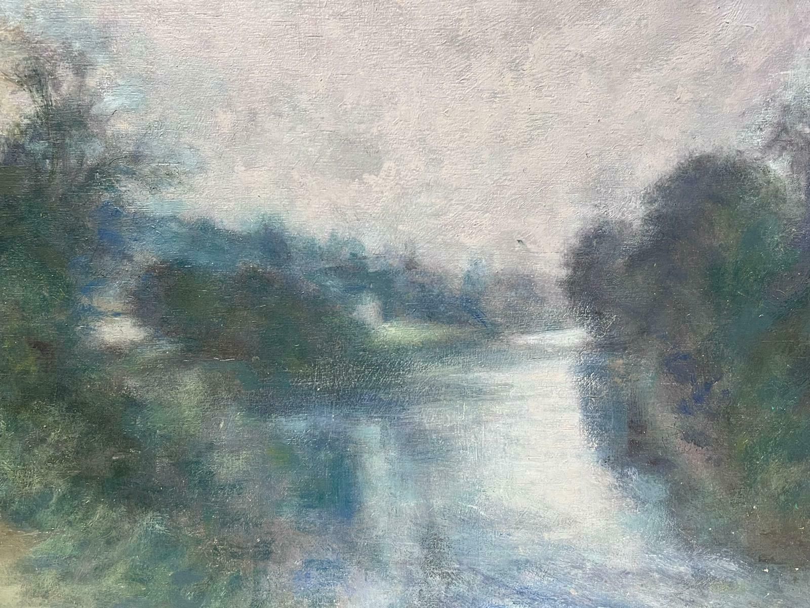 Jacob Markielsuperb Impressionist Oil Painting Misty River Landscape Oil Painting Signed photo 1308.0