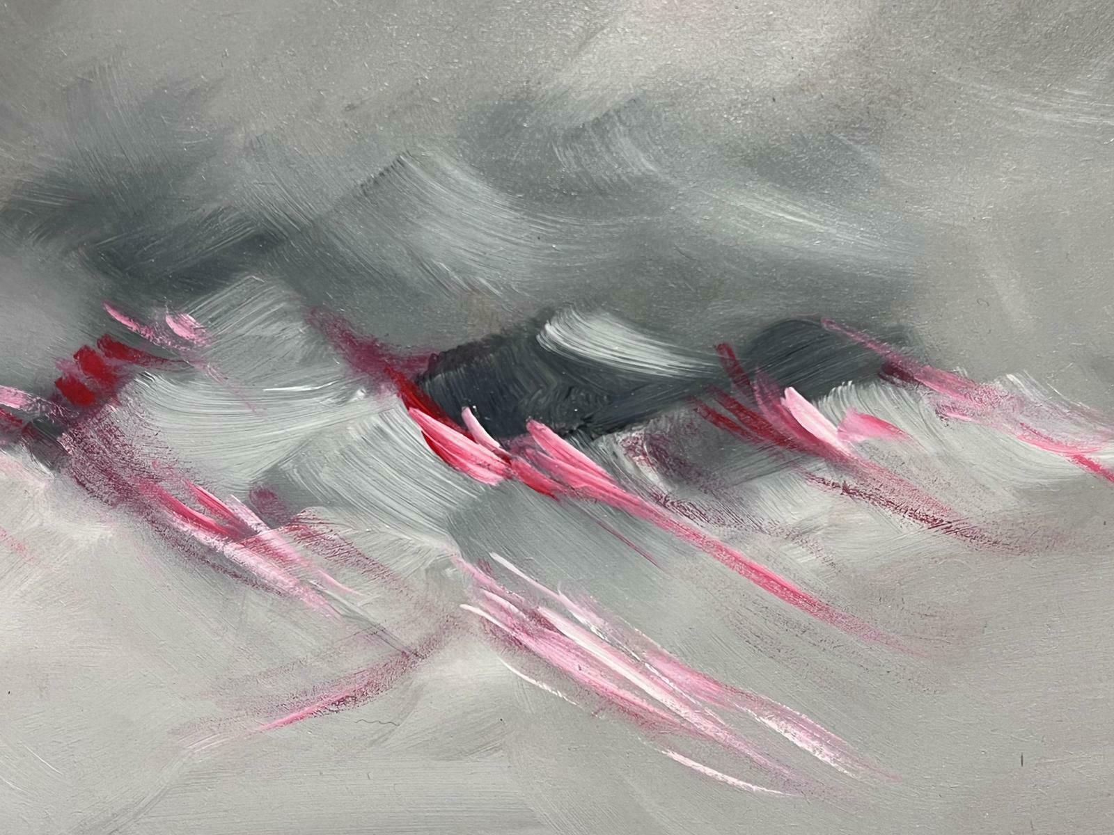 Gerard Guegueniatfrench Abstract Expressionist Signed Oil Pink & Grey Swirls photo 1222.0