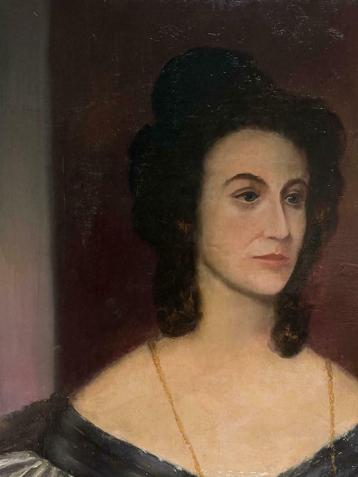 English Early 19thantique English Portrait Of Georgian Lady Circa 1820/30 Period Large Oil Canvas photo Art