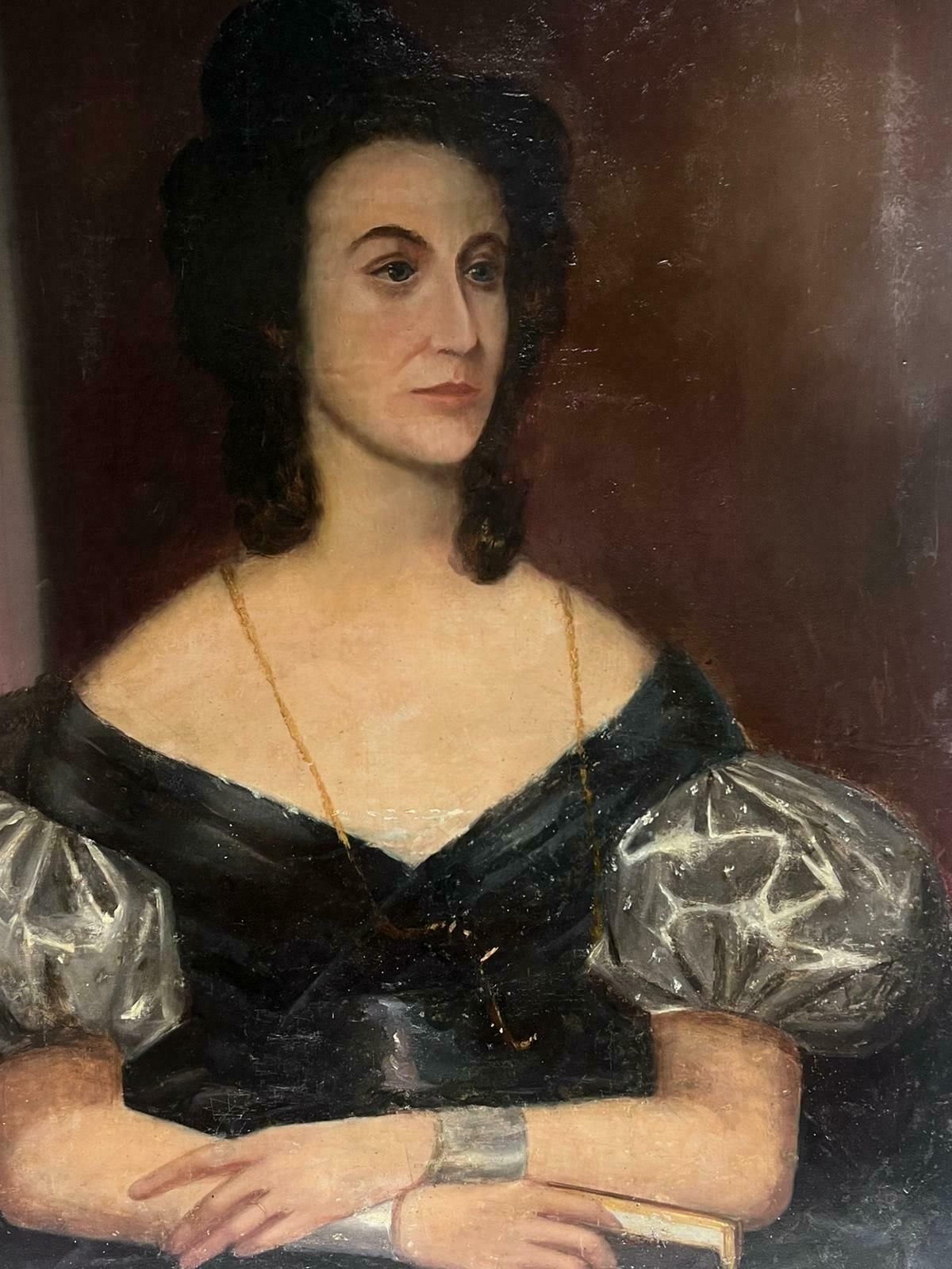 English Early 19thantique English Portrait Of Georgian Lady Circa 1820/30 Period Large Oil Canvas photo 1534.0