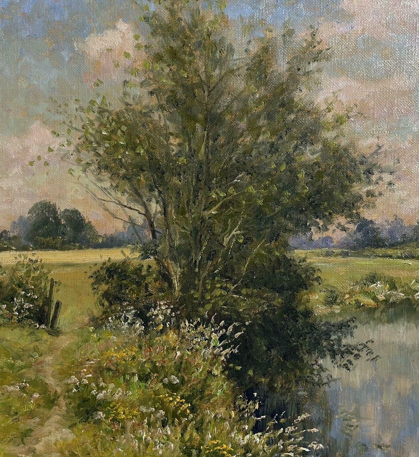Mervyn Goodesummer Cloud Reflections On The River Original 20th Century British Oil Painting photo for sale