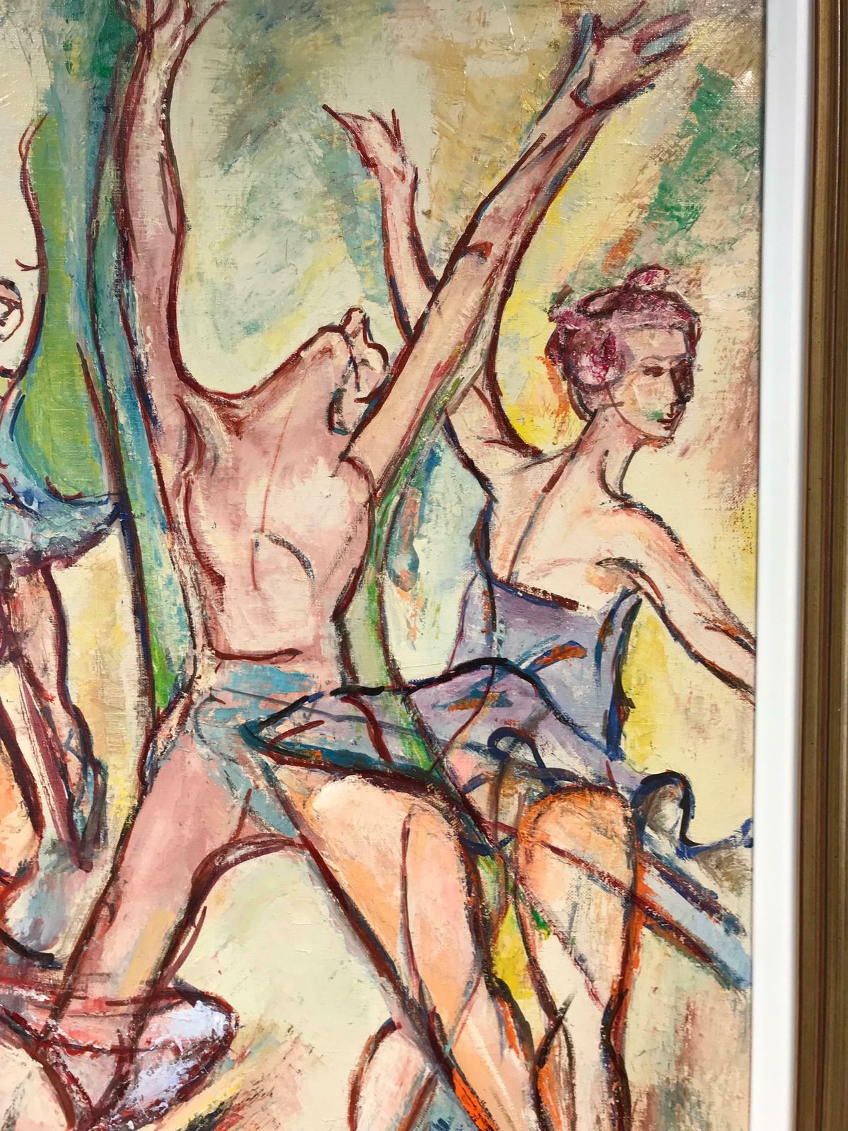 Maria Tort Xirauthree Dancing Ballerina Figures Male & Female Large Original 20th Century Oil photo Art