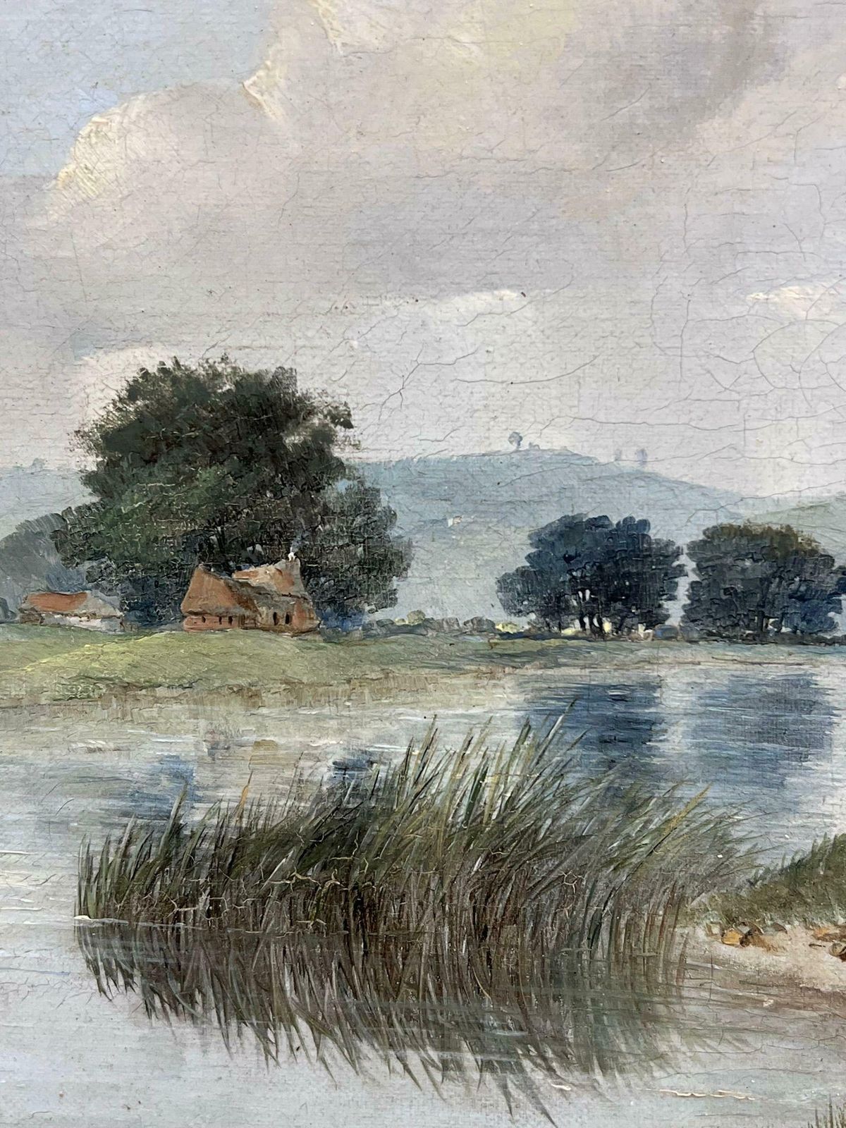 British School Tranquil Pastoral Riverbank Grazing Cows Antique 19thc Painting Nottinghamshire1853 photo buy