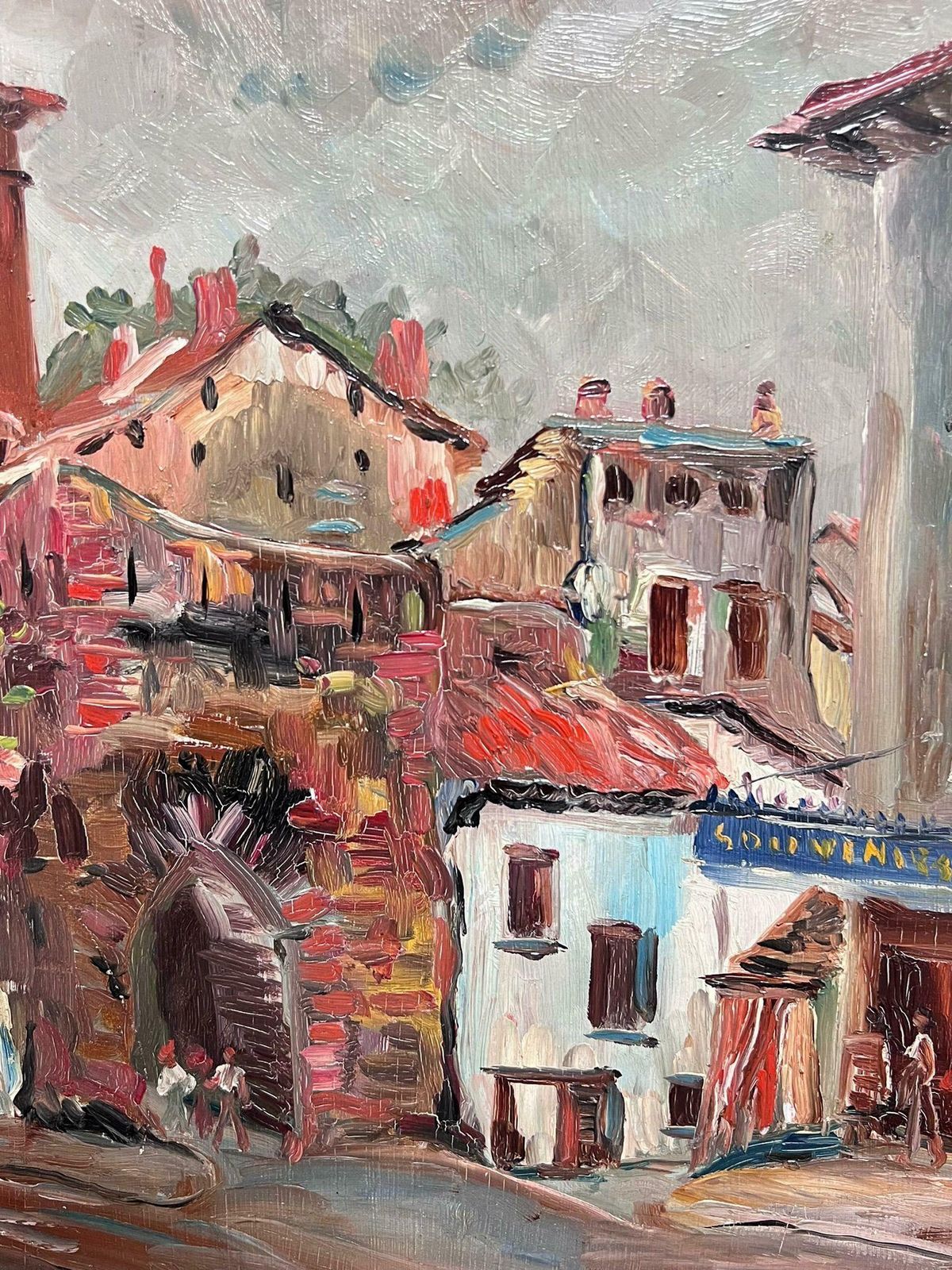 Regine David1950's French Post Impressionist Oil St Jean Pied De Port Pyrenees Basque Town1950's photo 758.0