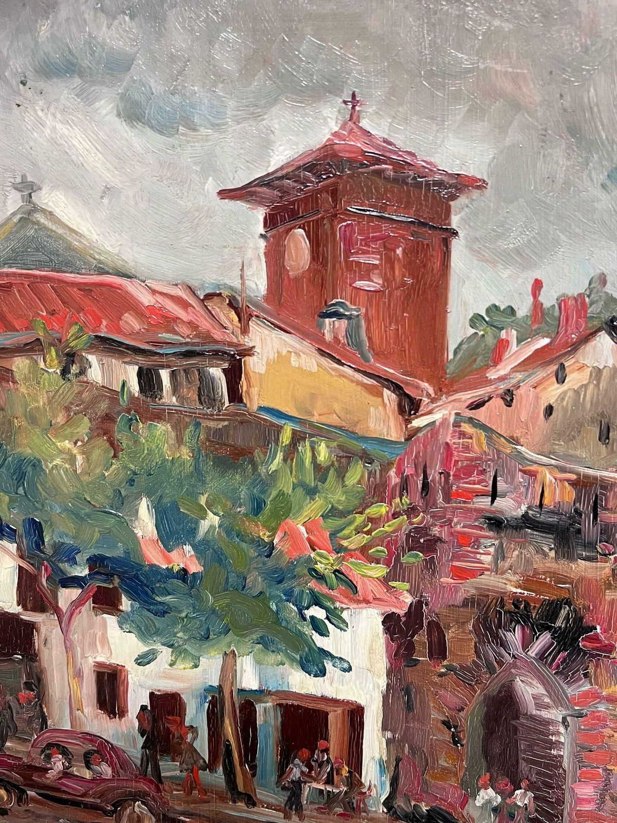 Regine David1950's French Post Impressionist Oil St Jean Pied De Port Pyrenees Basque Town1950's photo vinterior