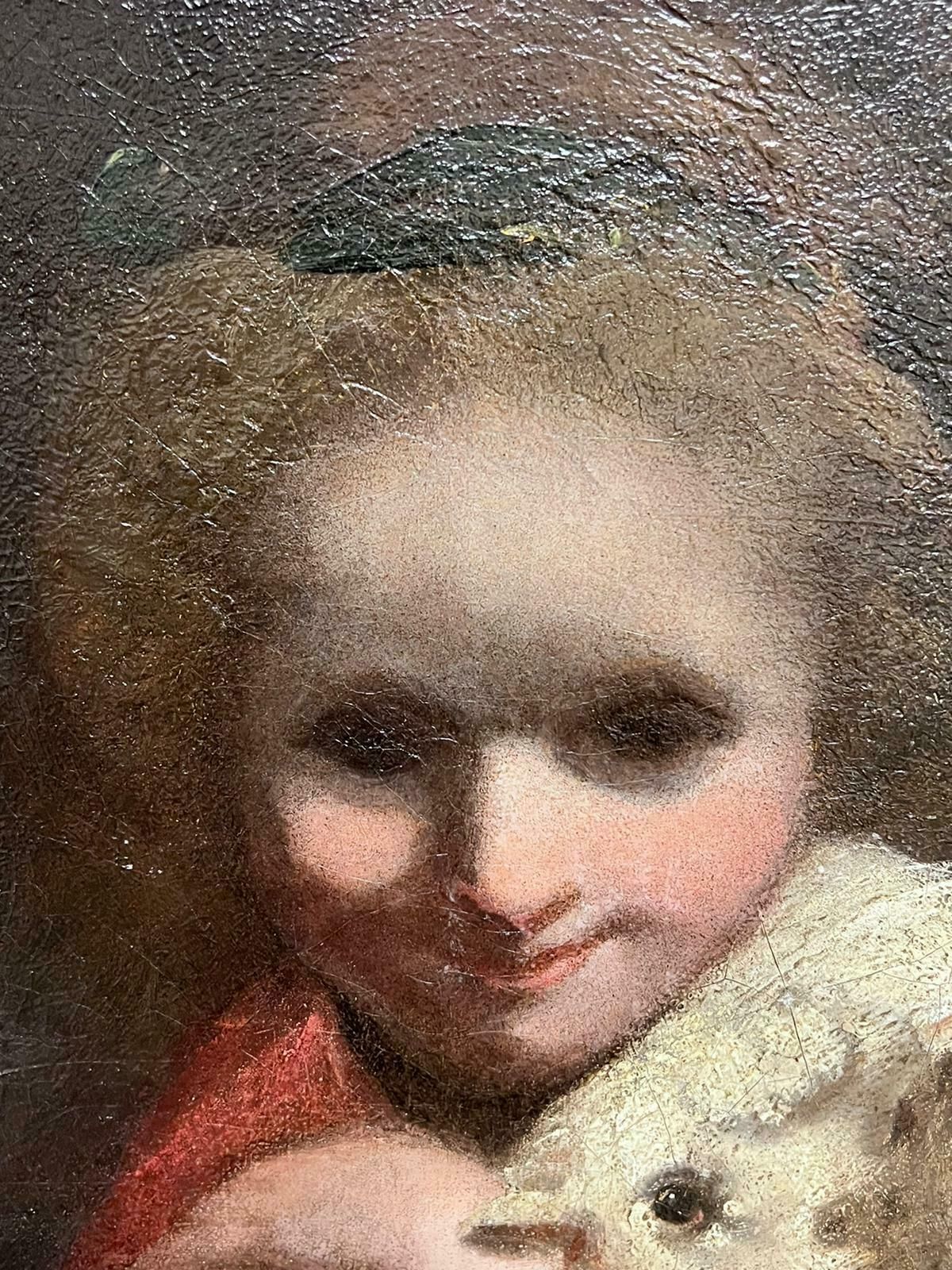 Fine 18th Century British Old Master Oil The Young Shepherdess With Lamb18th Century photo for sale